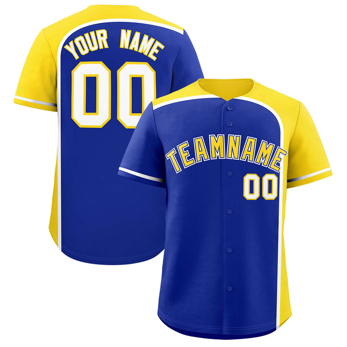 Custom Royal Gold Personalized Color Block Authentic Baseball jersey
