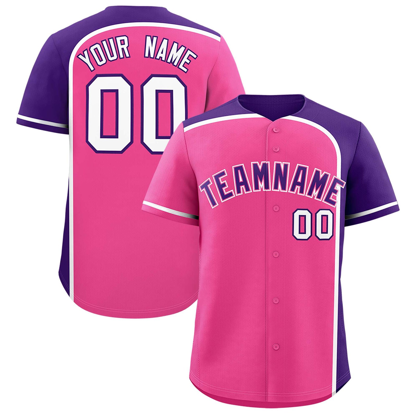 Custom Pink Purple Personalized Color Block Authentic Baseball jersey