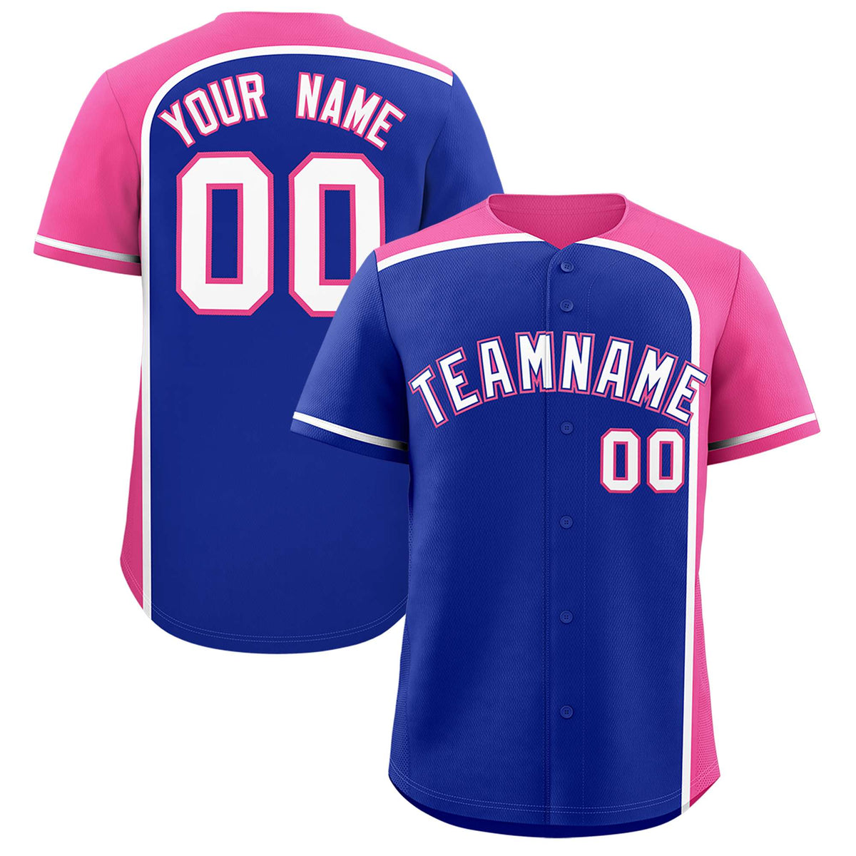Custom Royal Pink Personalized Color Block Authentic Baseball jersey