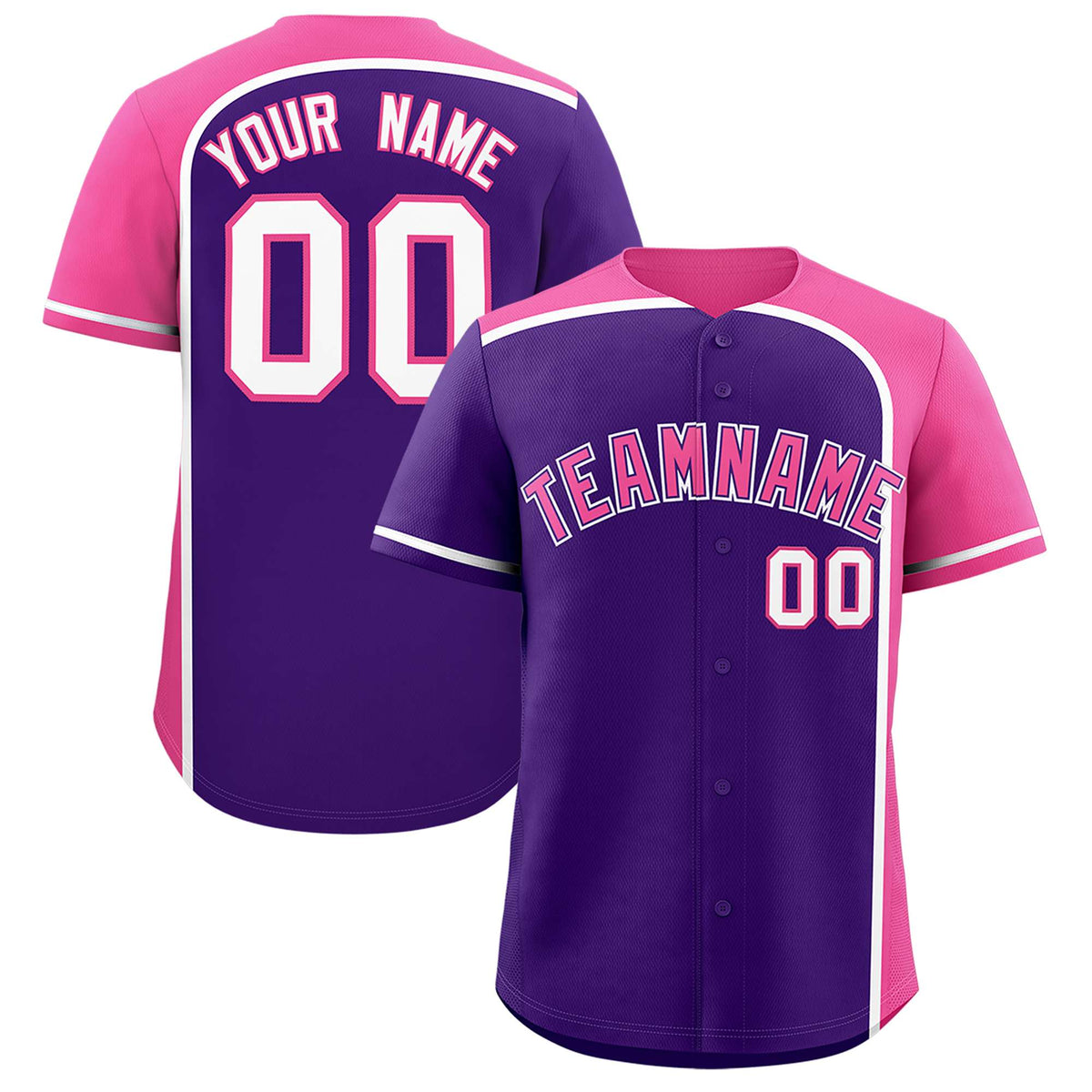 Custom Purple Pink Personalized Color Block Authentic Baseball jersey