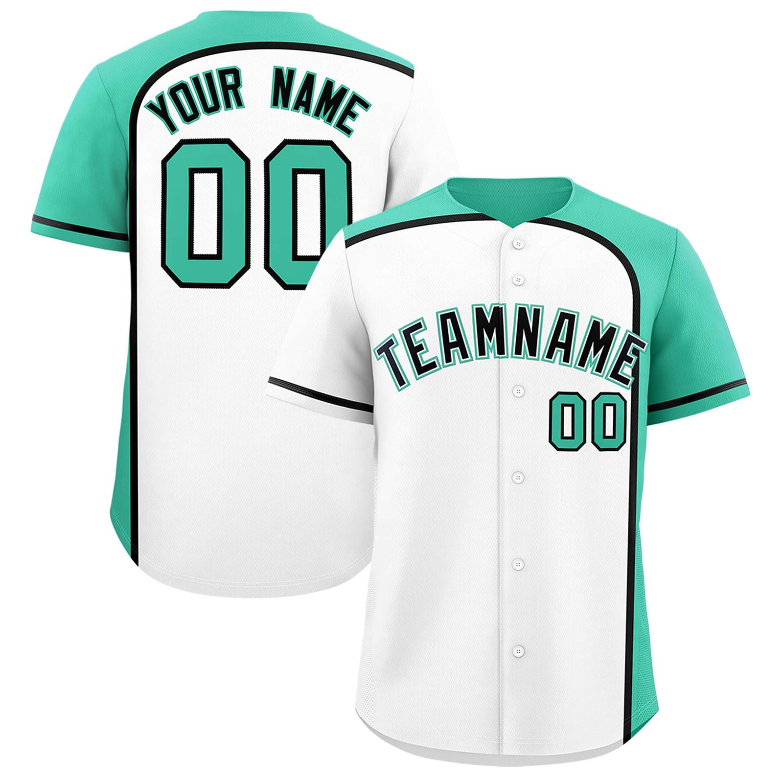 Custom White Bright Green Personalized Color Block Authentic Baseball jersey