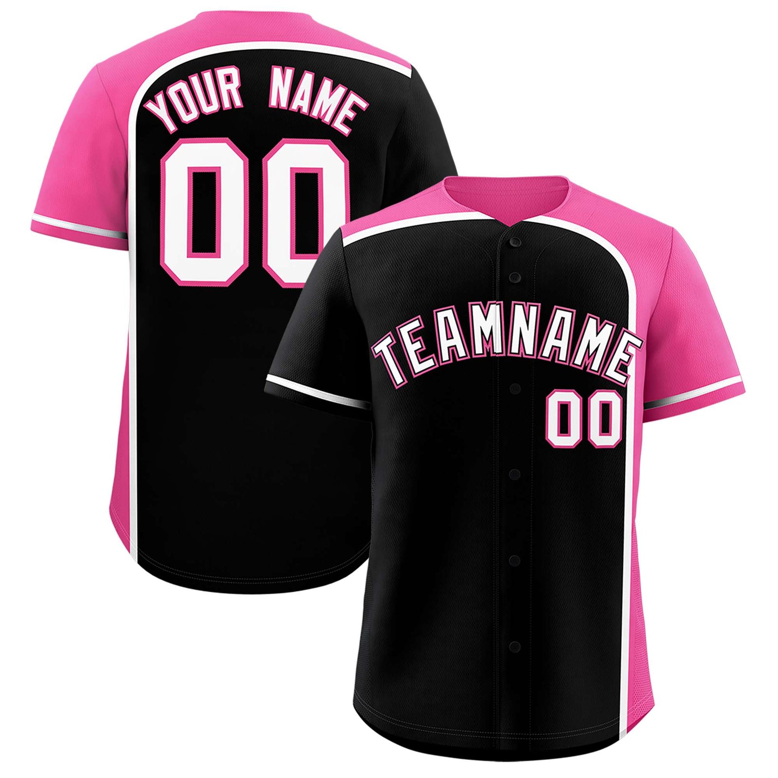 Custom Black Pink Personalized Color Block Authentic Baseball jersey
