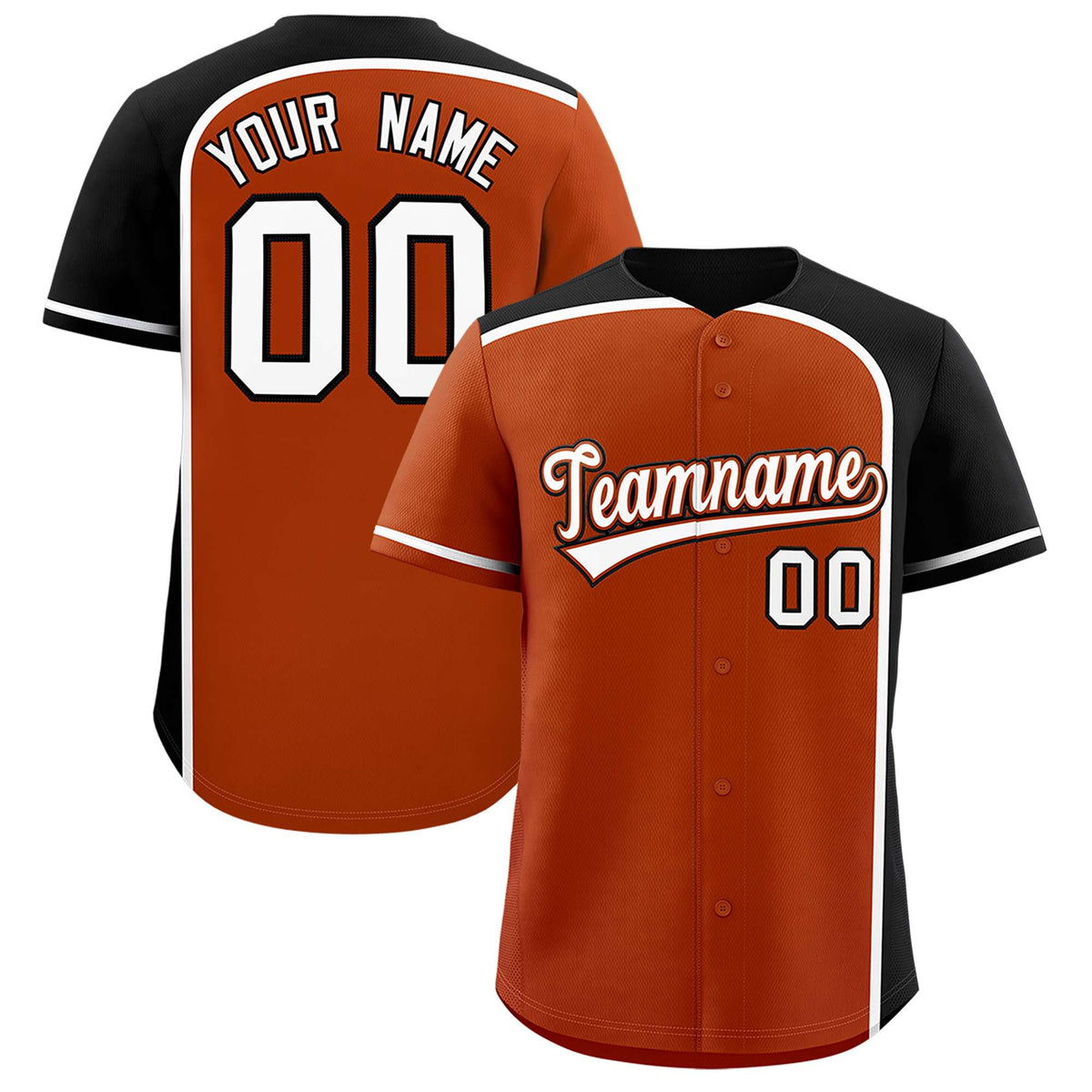Custom Texas Orange Black Personalized Color Block Authentic Baseball jersey
