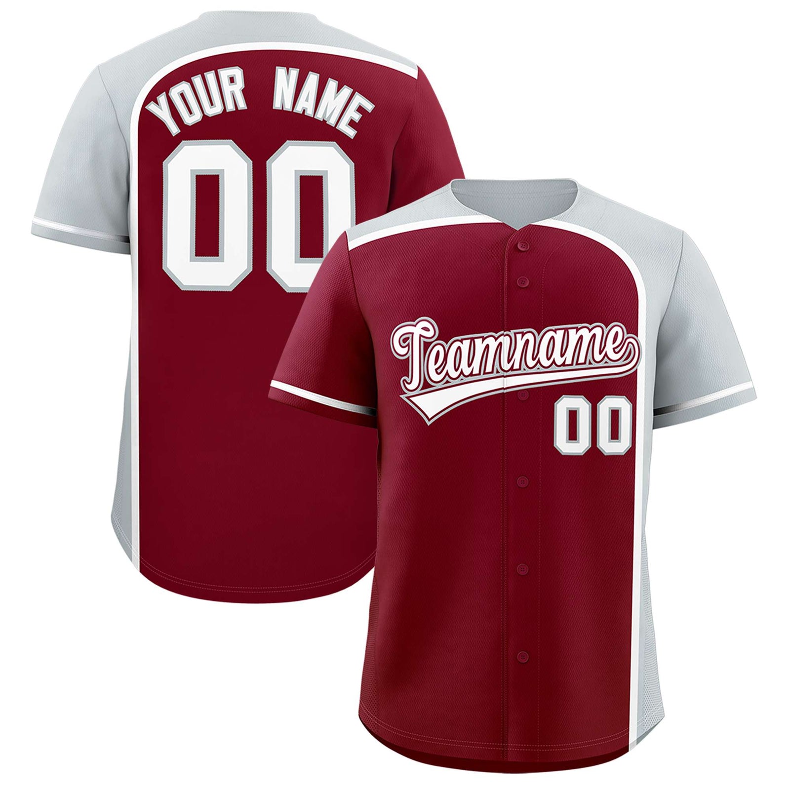 Custom Crimson Silver Personalized Color Block Authentic Baseball jersey