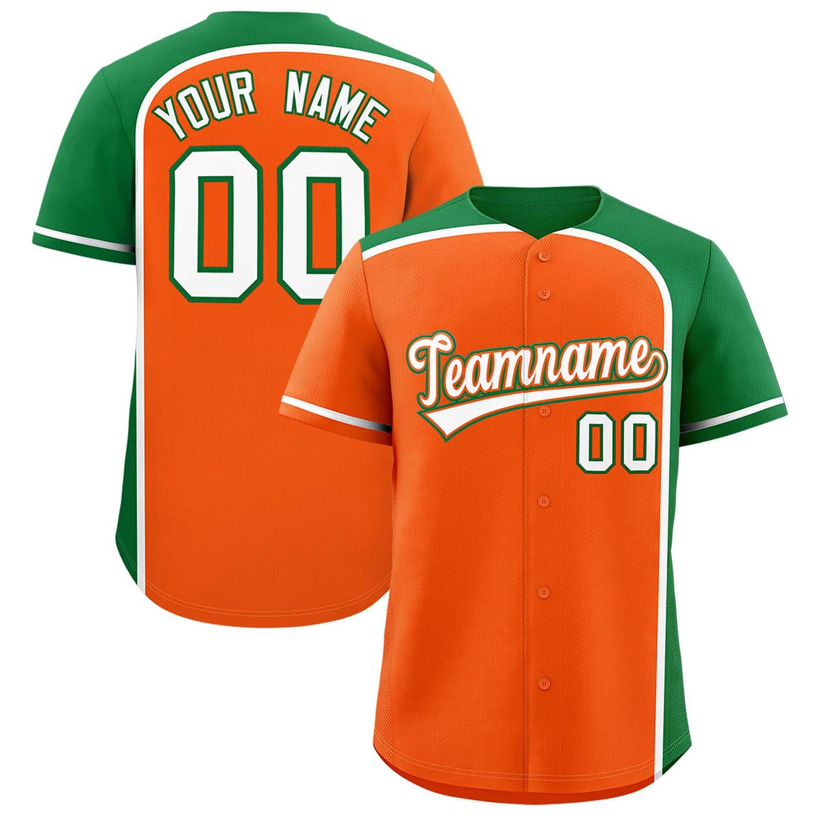 Custom Orange Kelly Green Personalized Color Block Authentic Baseball jersey