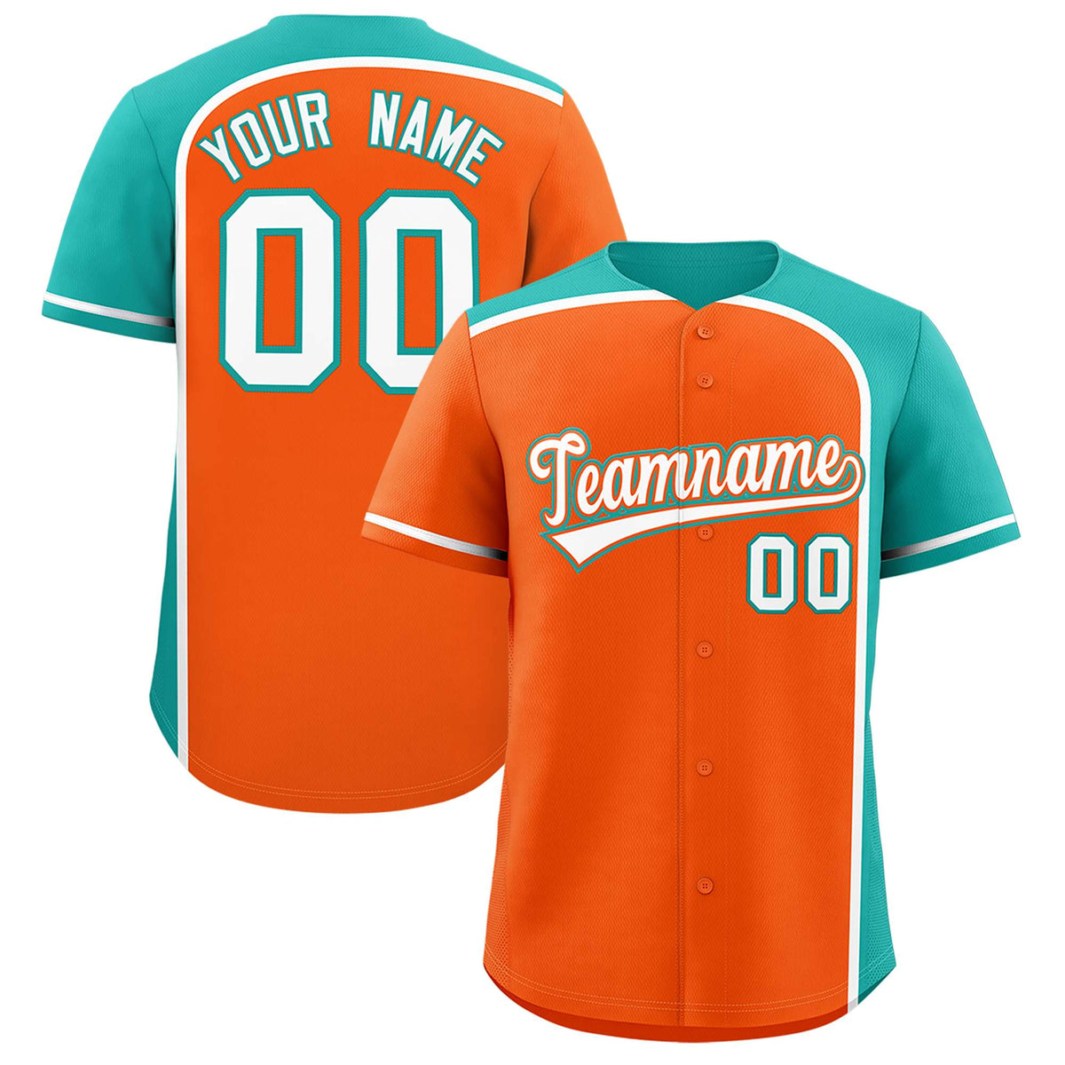 Custom Orange Aqua Personalized Color Block Authentic Baseball jersey