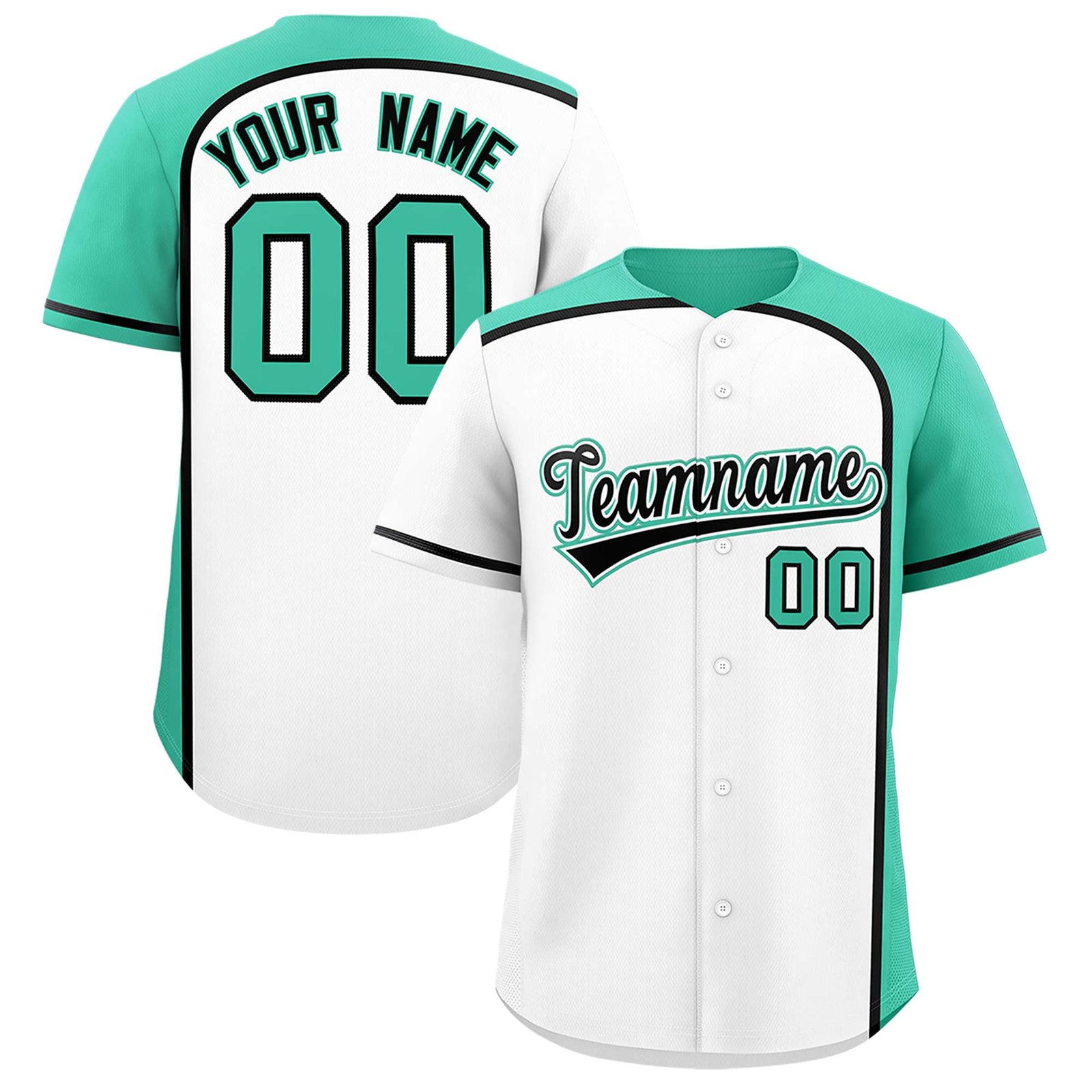 Custom White Bright Green Personalized Color Block Authentic Baseball jersey