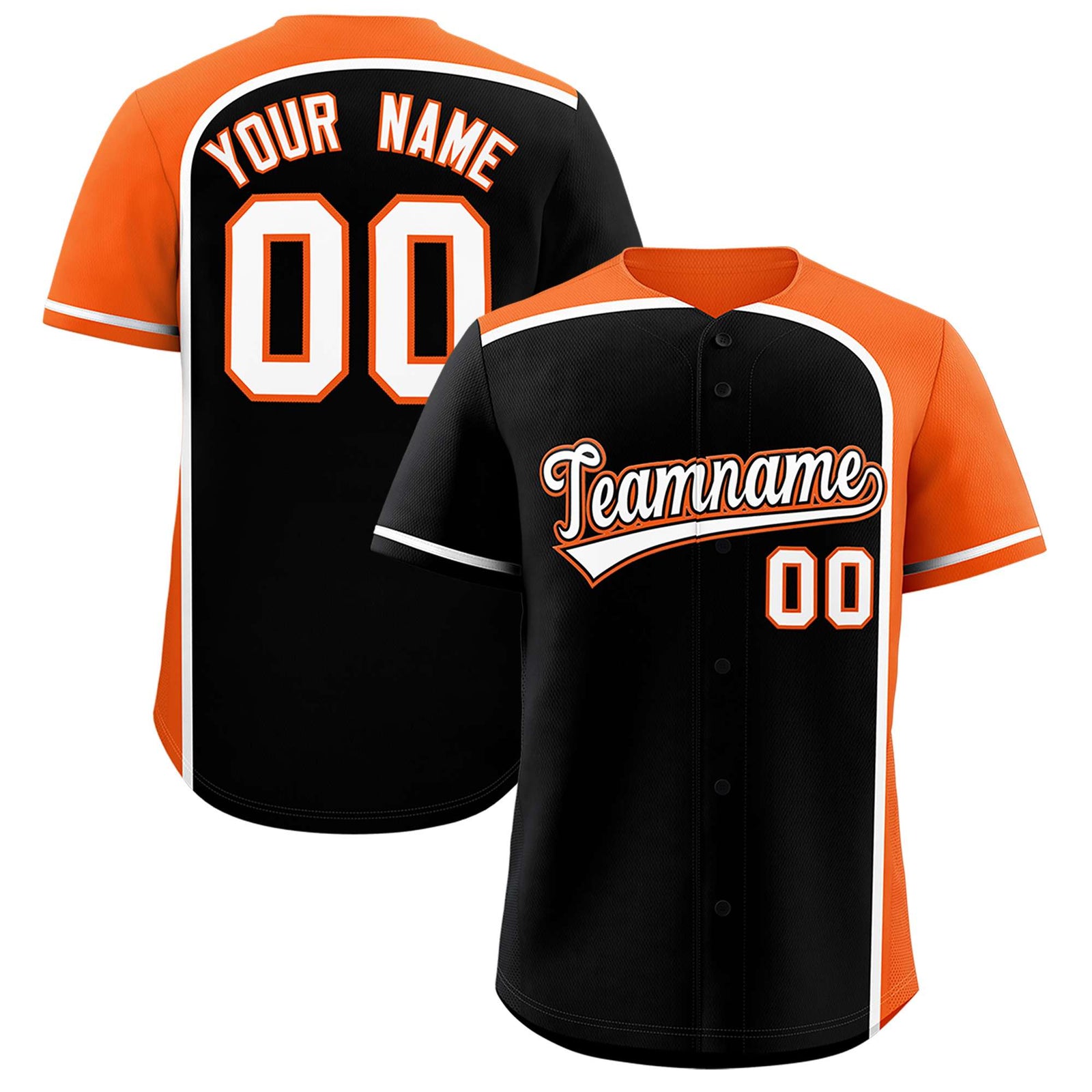 Custom Black Orange Personalized Color Block Authentic Baseball jersey