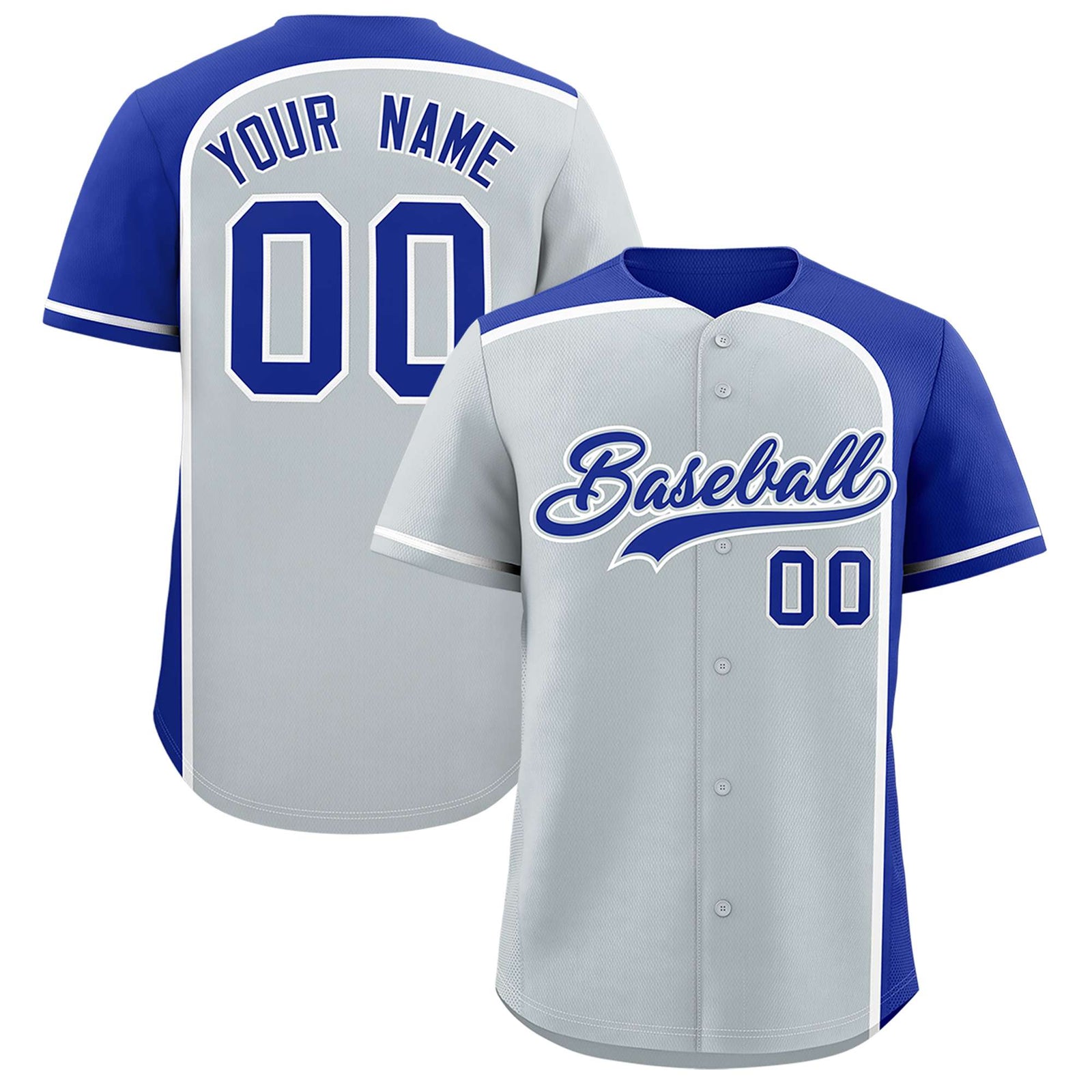Custom Silver Royal Personalized Color Block Authentic Baseball jersey