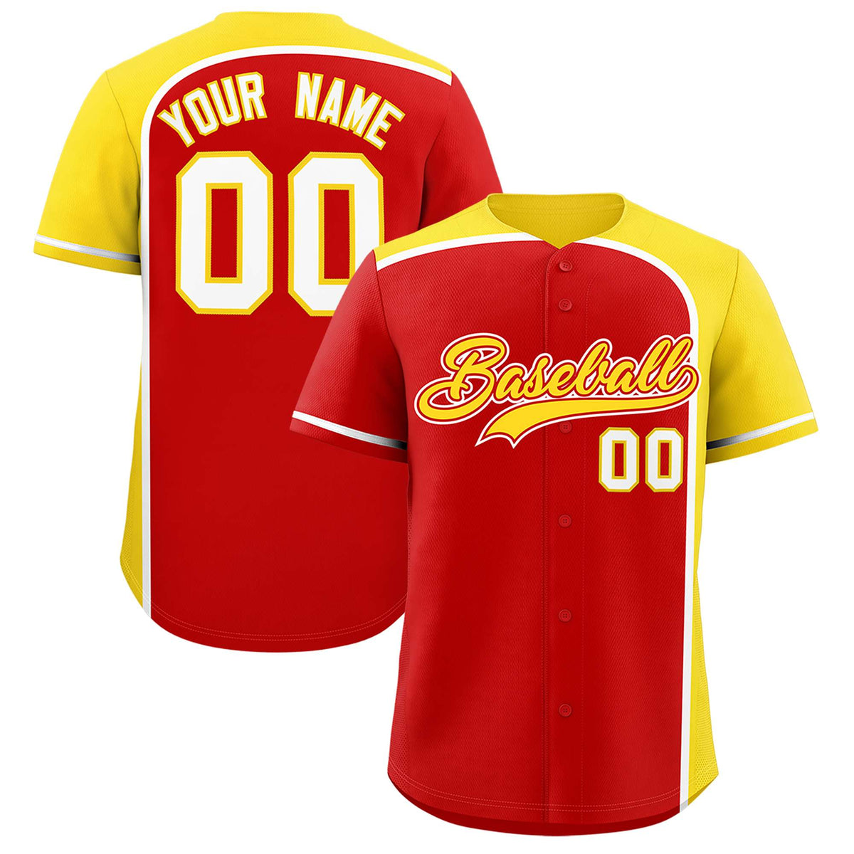 Custom Red Gold Personalized Color Block Authentic Baseball jersey