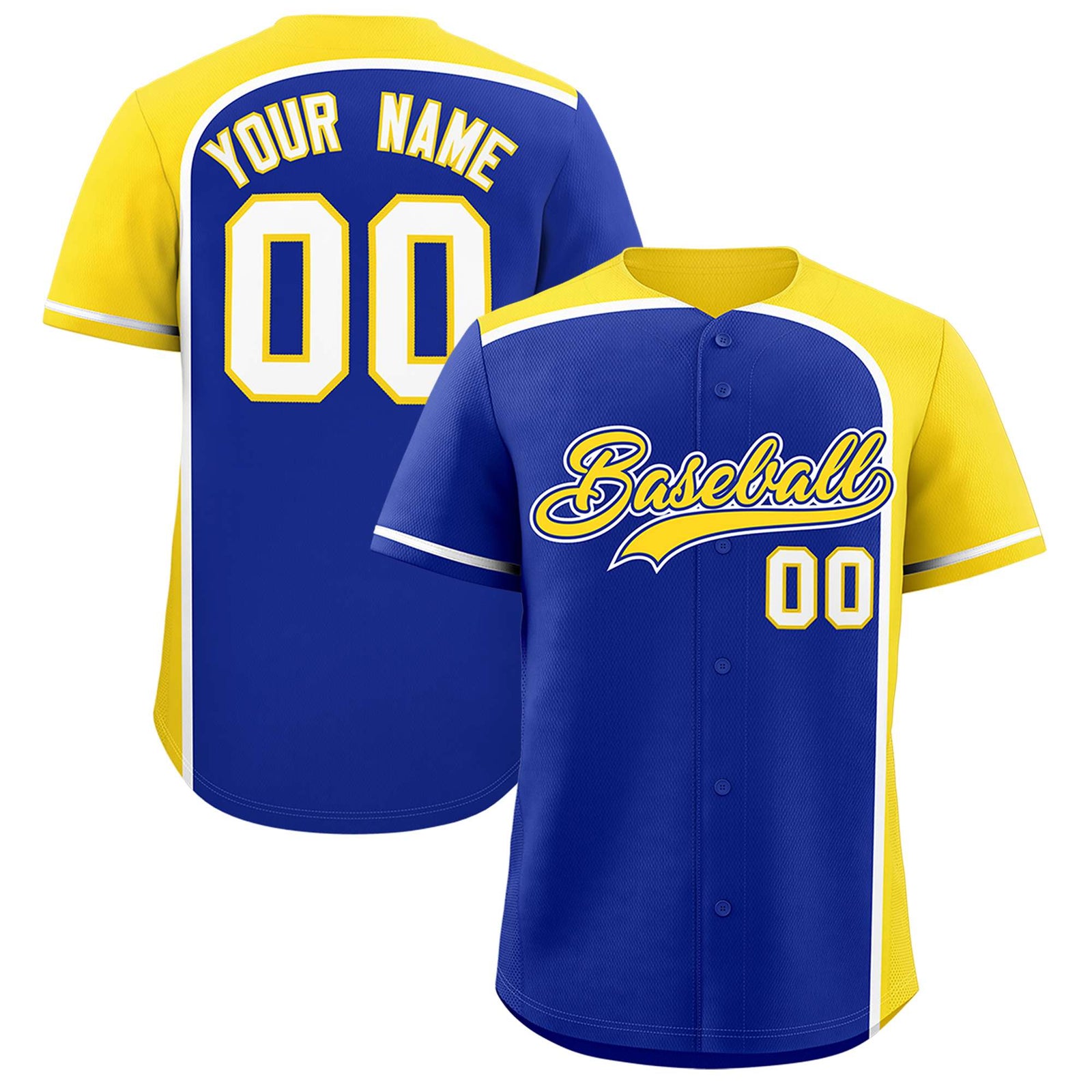 Custom Royal Gold Personalized Color Block Authentic Baseball jersey