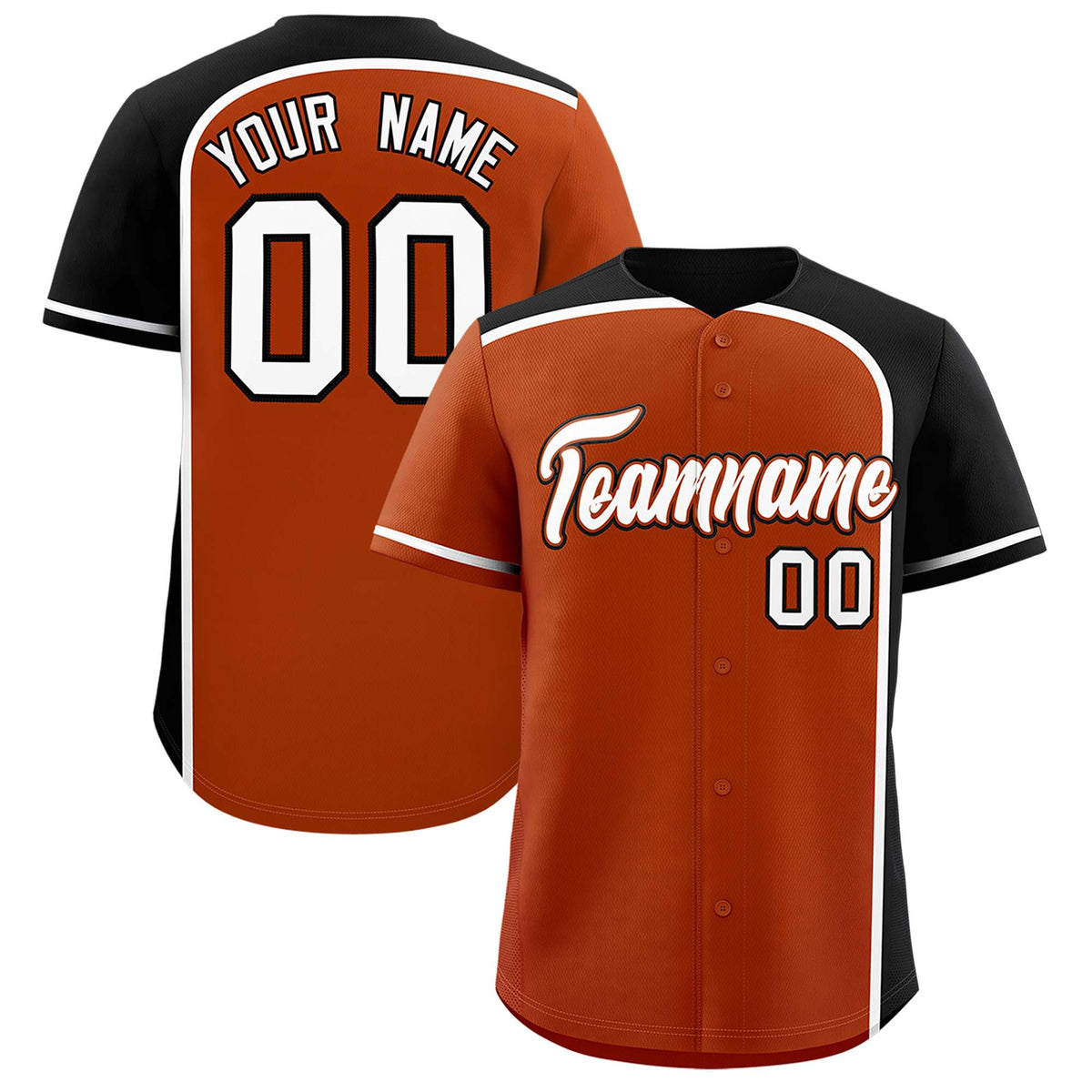 Custom Texas Orange Black Personalized Color Block Authentic Baseball jersey