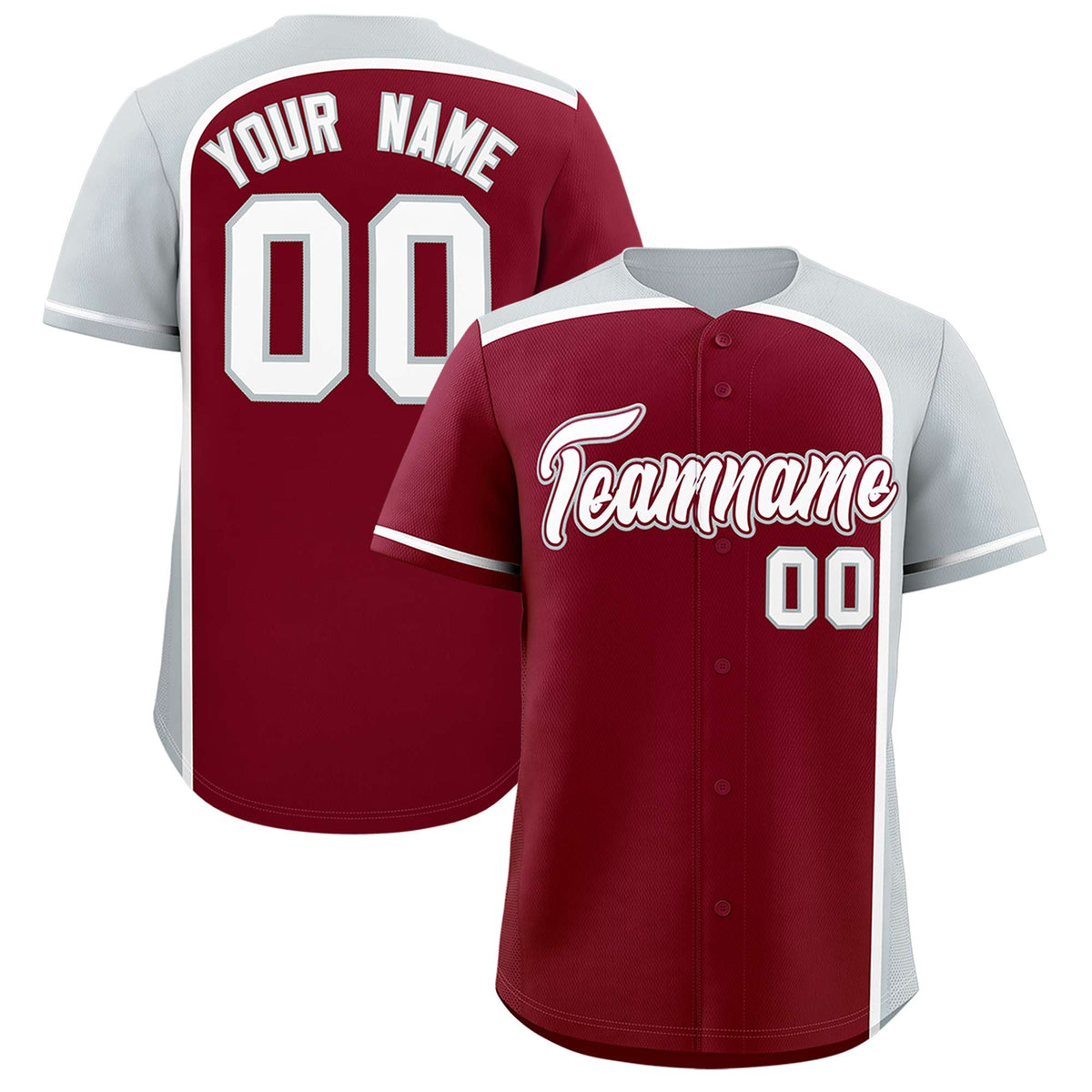 Custom Crimson Silver Personalized Color Block Authentic Baseball jersey