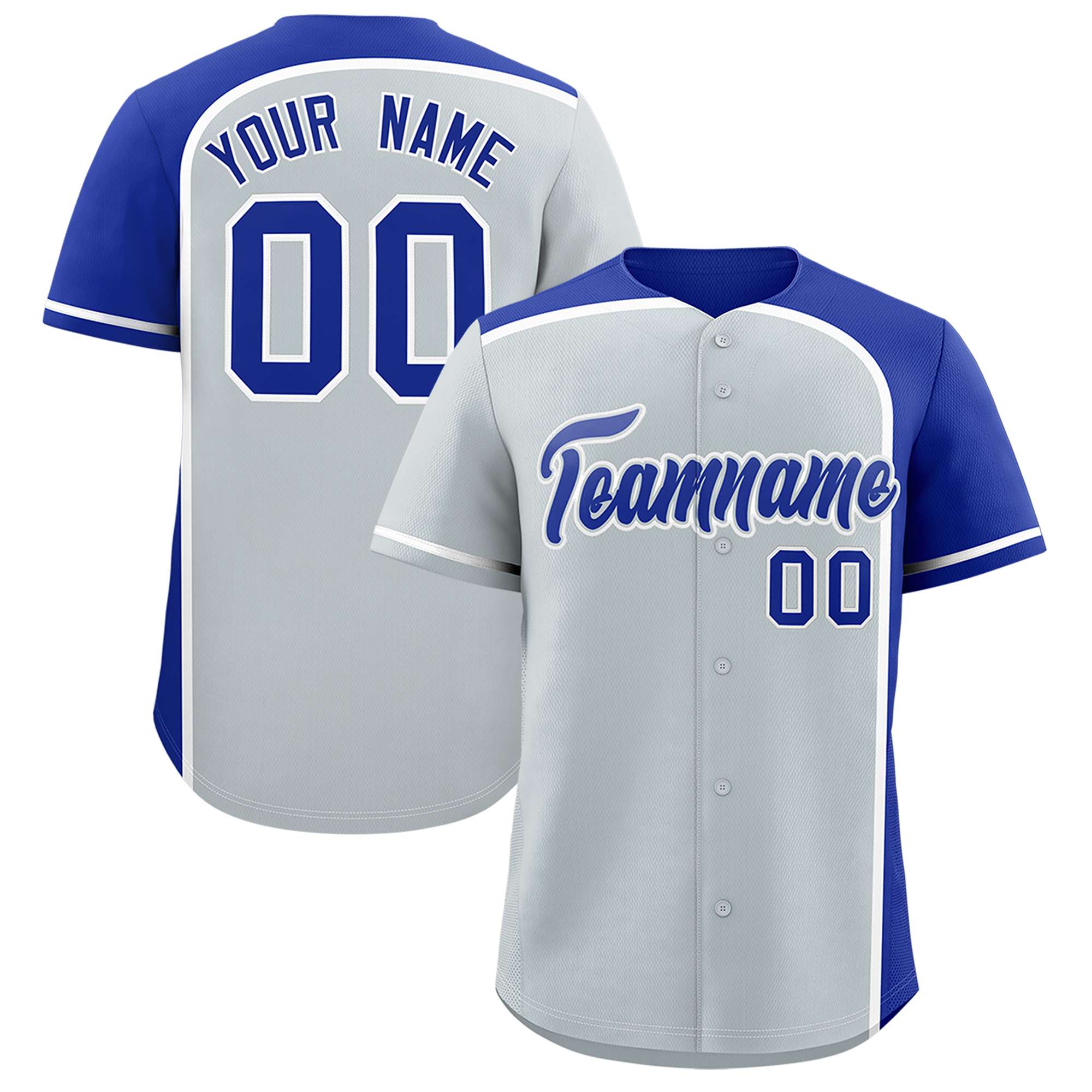 Custom Silver Royal Personalized Color Block Authentic Baseball jersey