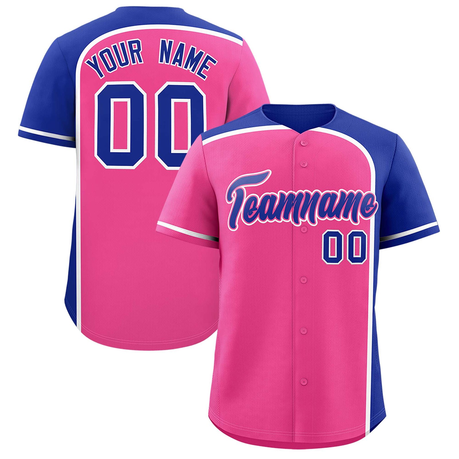 Custom Pink Royal Personalized Color Block Authentic Baseball jersey