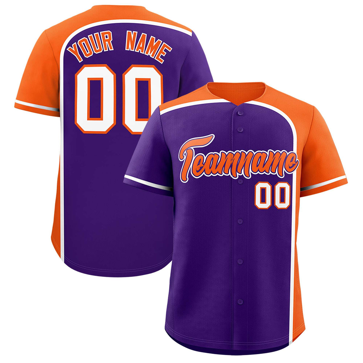 Custom Purple Orange Personalized Color Block Authentic Baseball jersey