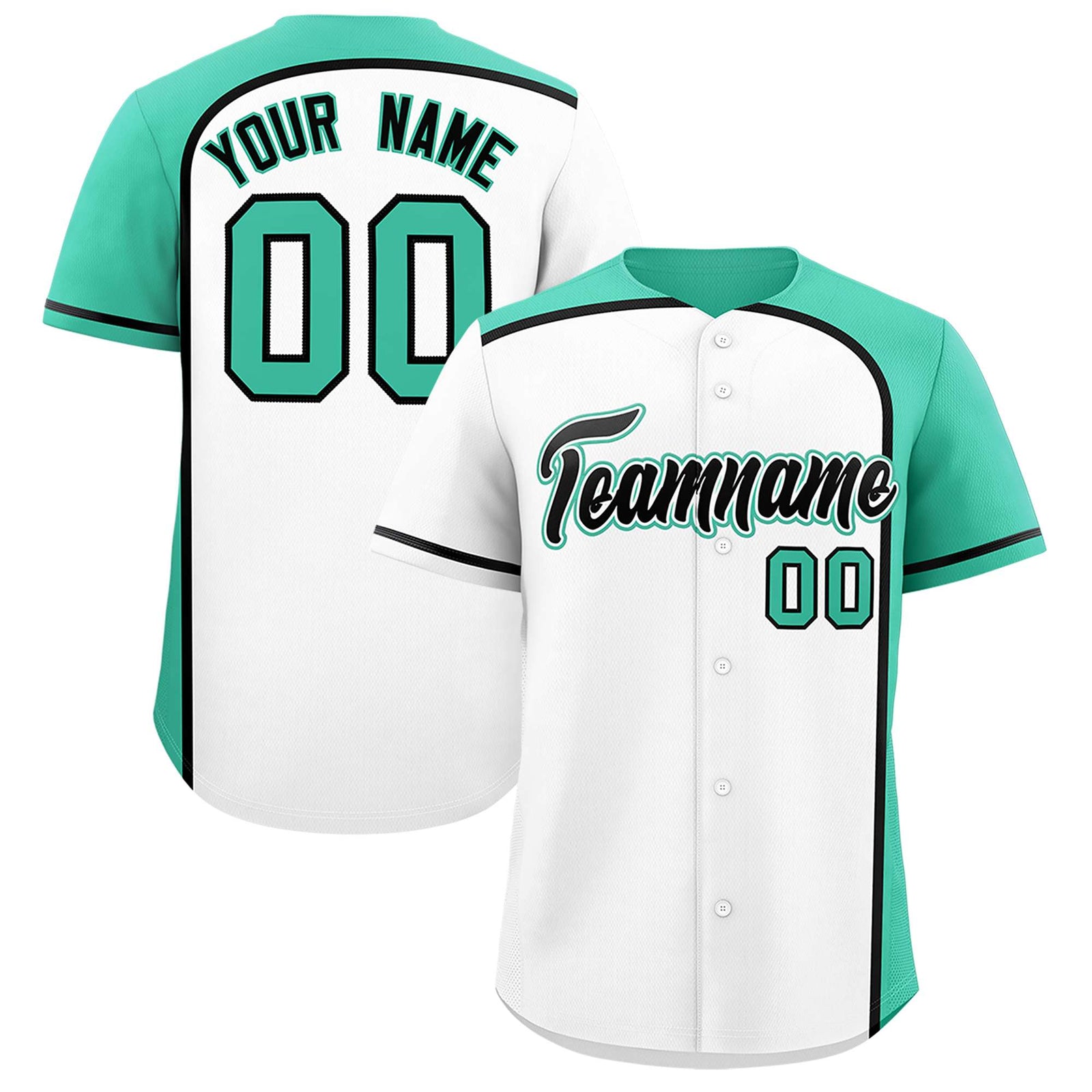 Custom White Bright Green Personalized Color Block Authentic Baseball jersey