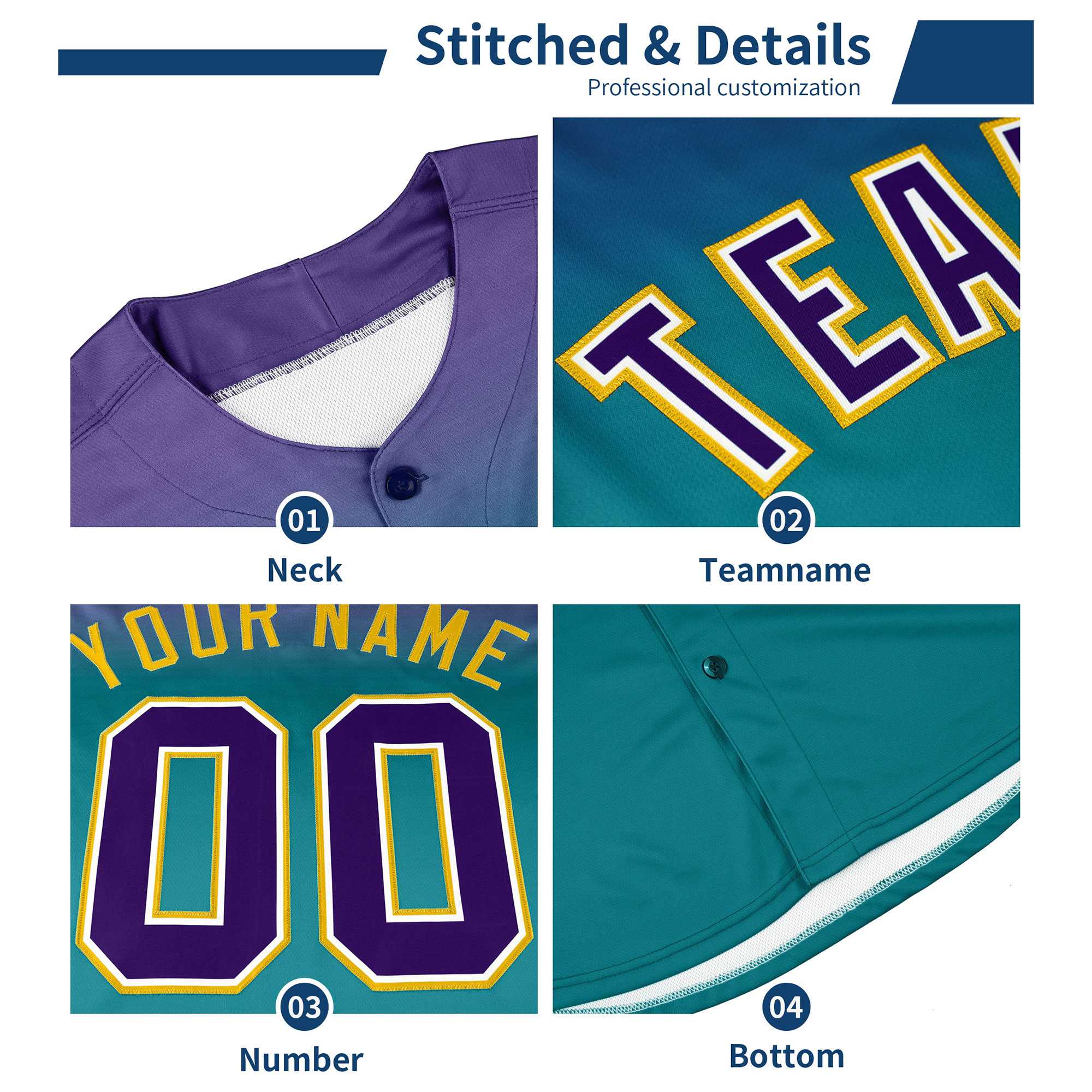 Custom Light Blue Gold Diagonal Stripe Personalized Gradient Fashion Baseball Jersey