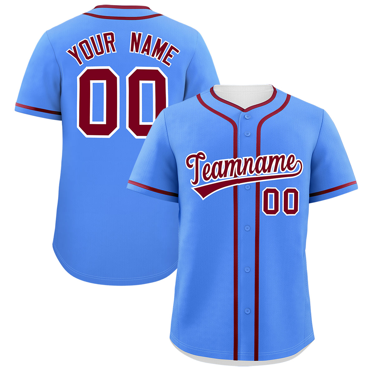 Custom Powder Blue Crimson Personalized Classic Authentic Baseball Jersey
