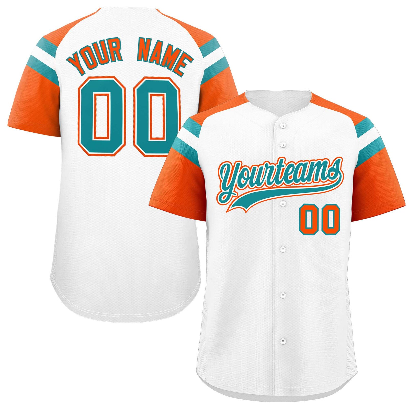 Custom White Orange Contrast Raglan Sleeves Authentic Baseball Jersey