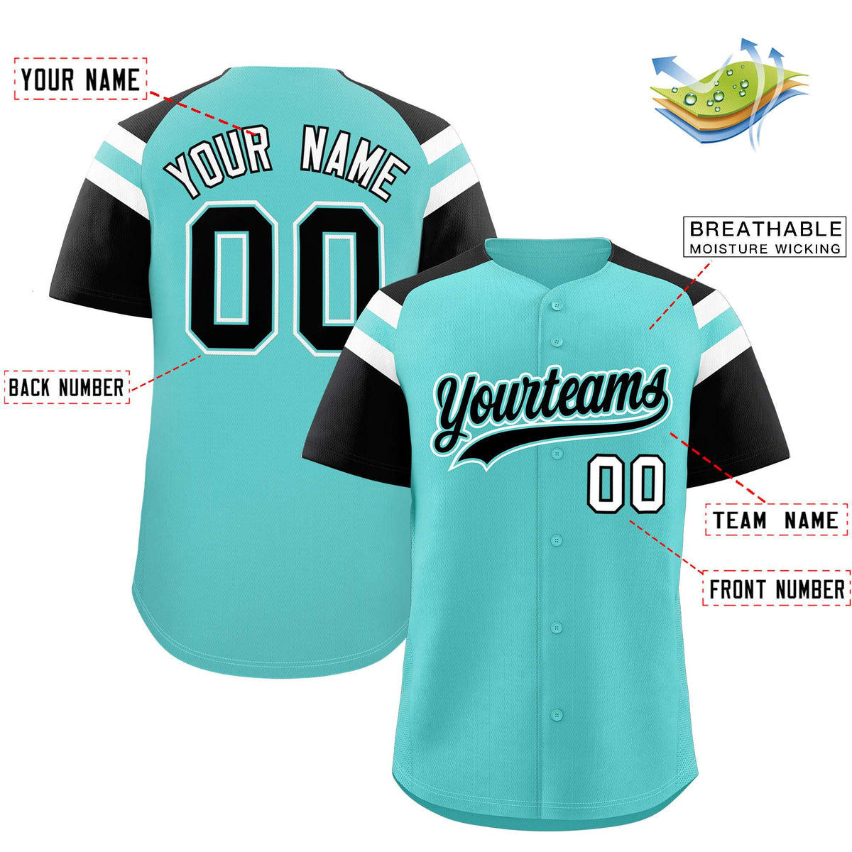 Custom Bright Green Black Contrast Raglan Sleeves Authentic Baseball Jersey
