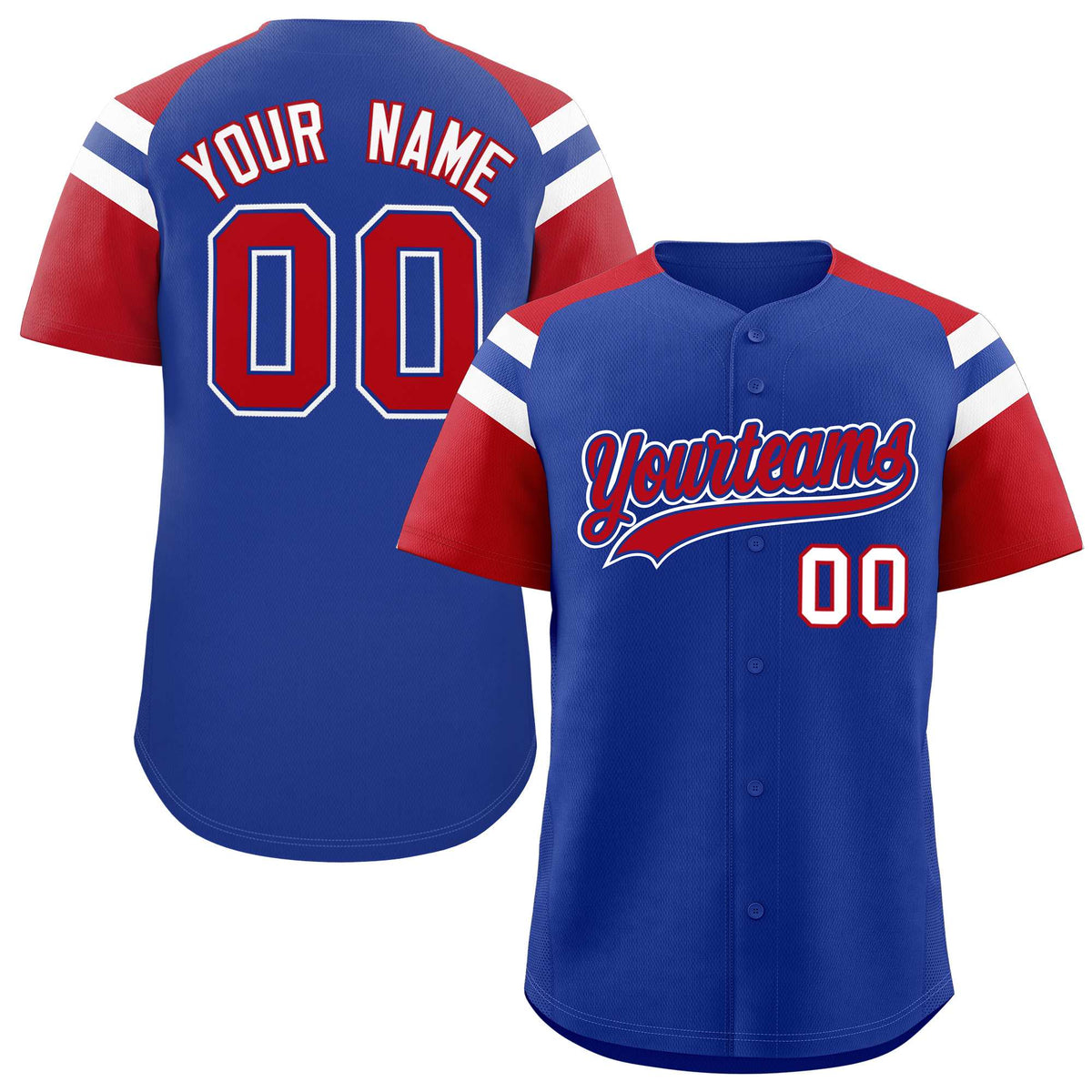 Custom Royal Red Contrast Raglan Sleeves Authentic Baseball Jersey