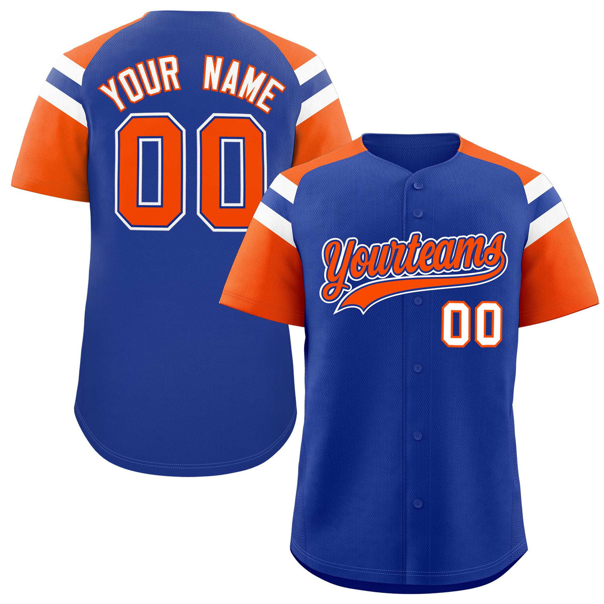 Custom Royal Orange Contrast Raglan Sleeves Authentic Baseball Jersey