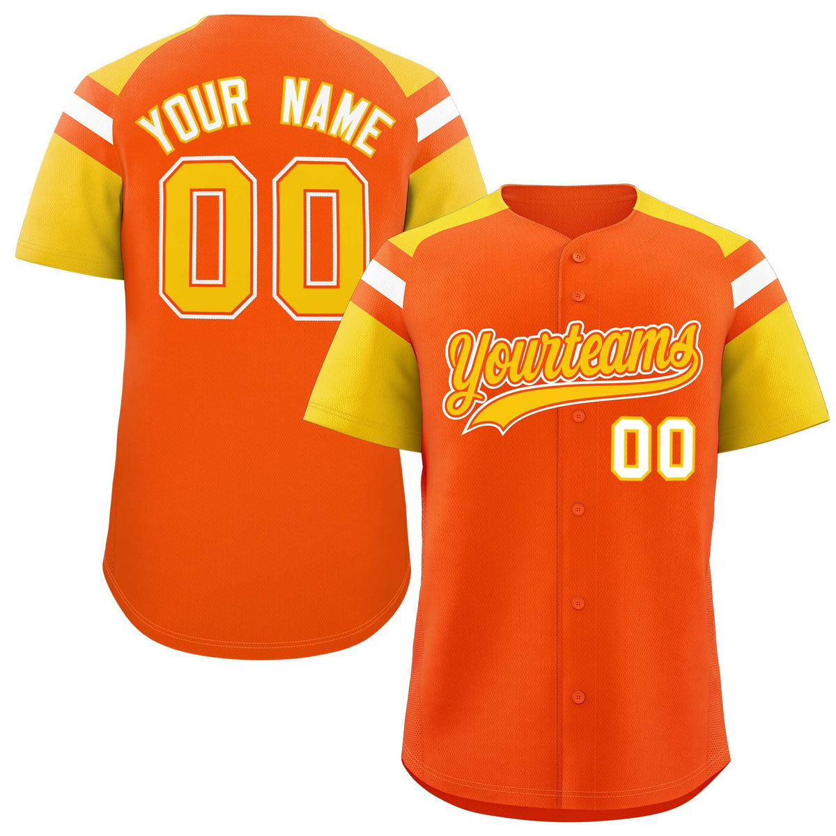 Custom Orange Gold Contrast Raglan Sleeves Authentic Baseball Jersey