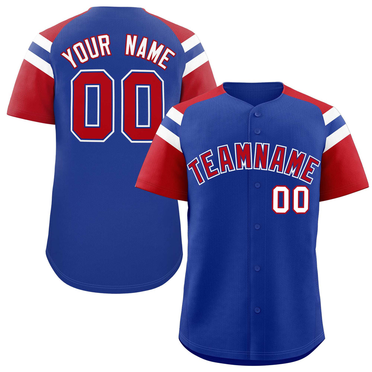 Custom Royal Red Contrast Raglan Sleeves Authentic Baseball Jersey