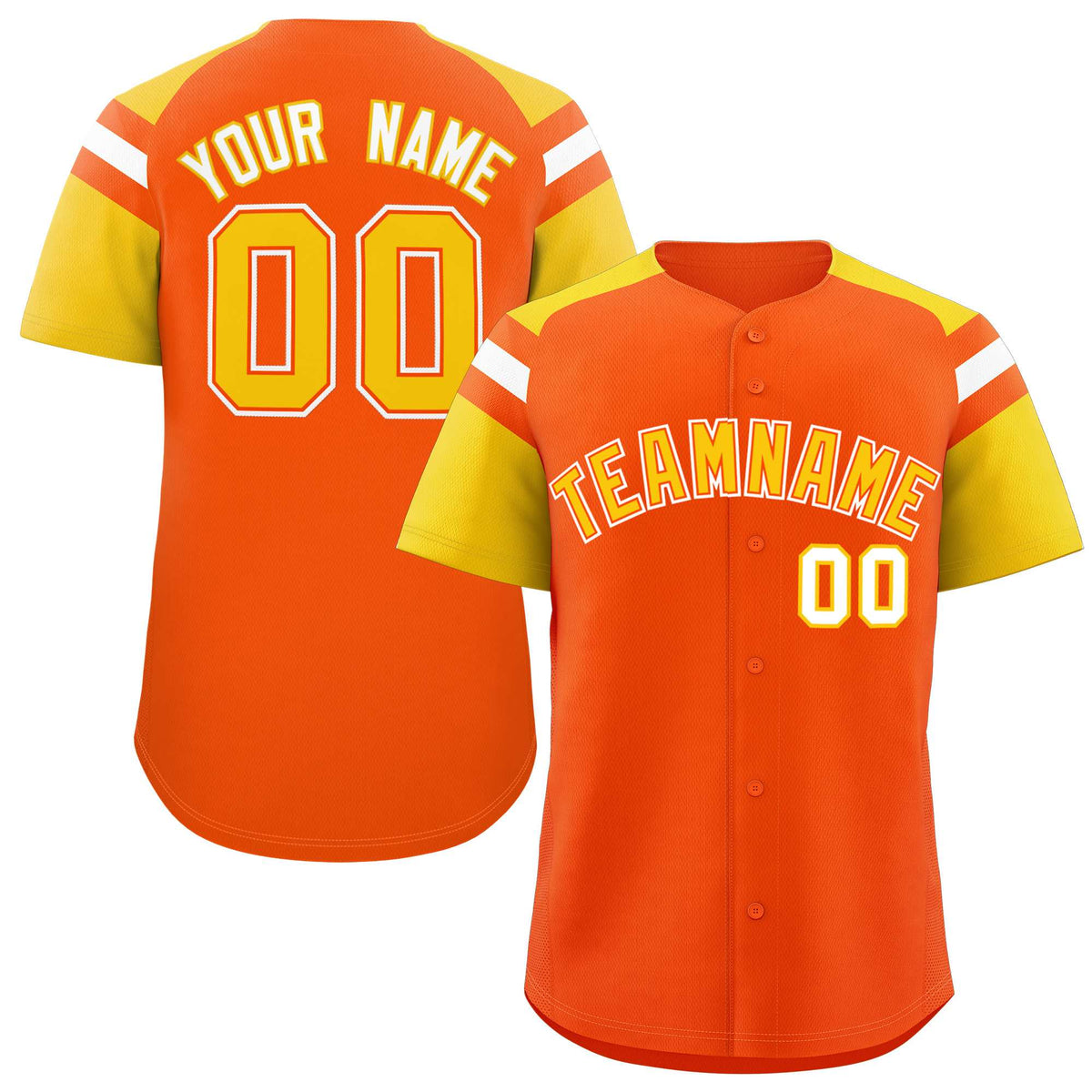 Custom Orange Gold Contrast Raglan Sleeves Authentic Baseball Jersey