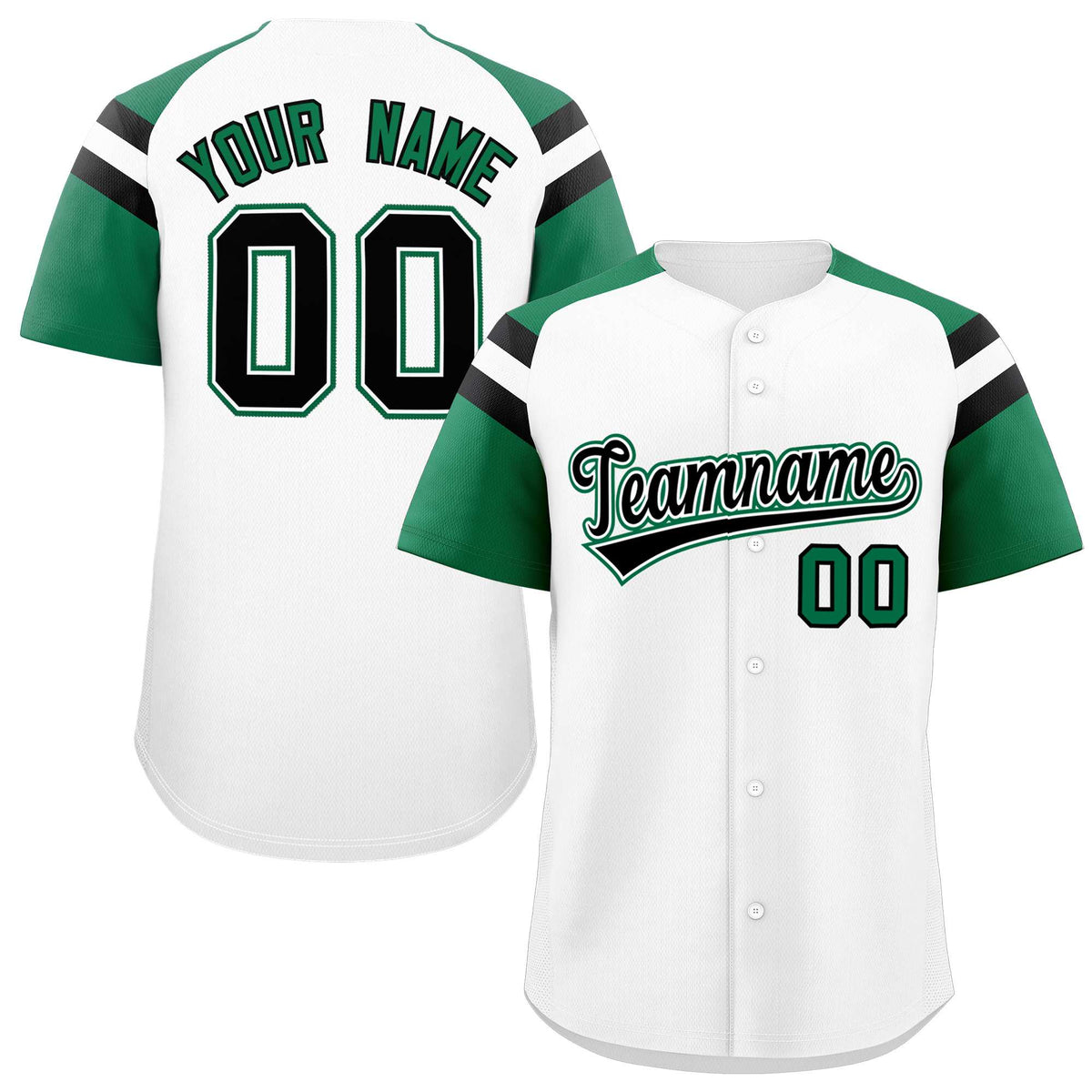 Custom-White-Kelly-Green-Contrast-Raglan-Sleeves-Authentic-Baseball-Jersey-005