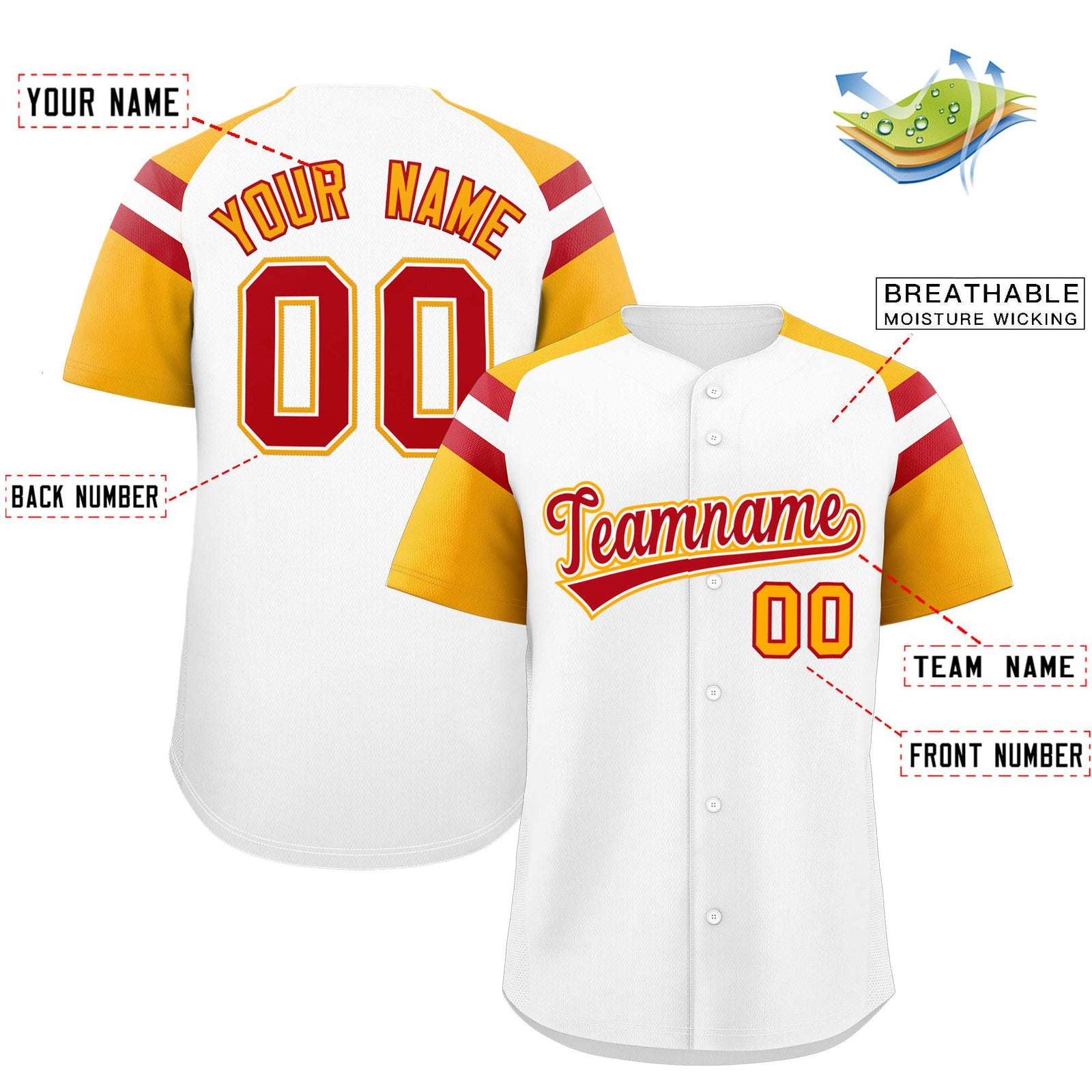 Custom-White-Yellow-Contrast-Raglan-Sleeves-Authentic-Baseball-Jersey-010