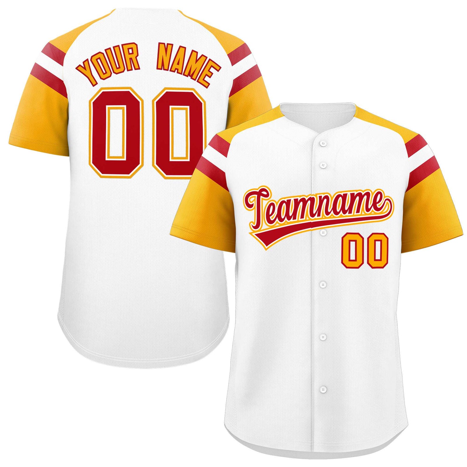 Custom-White-Yellow-Contrast-Raglan-Sleeves-Authentic-Baseball-Jersey-010