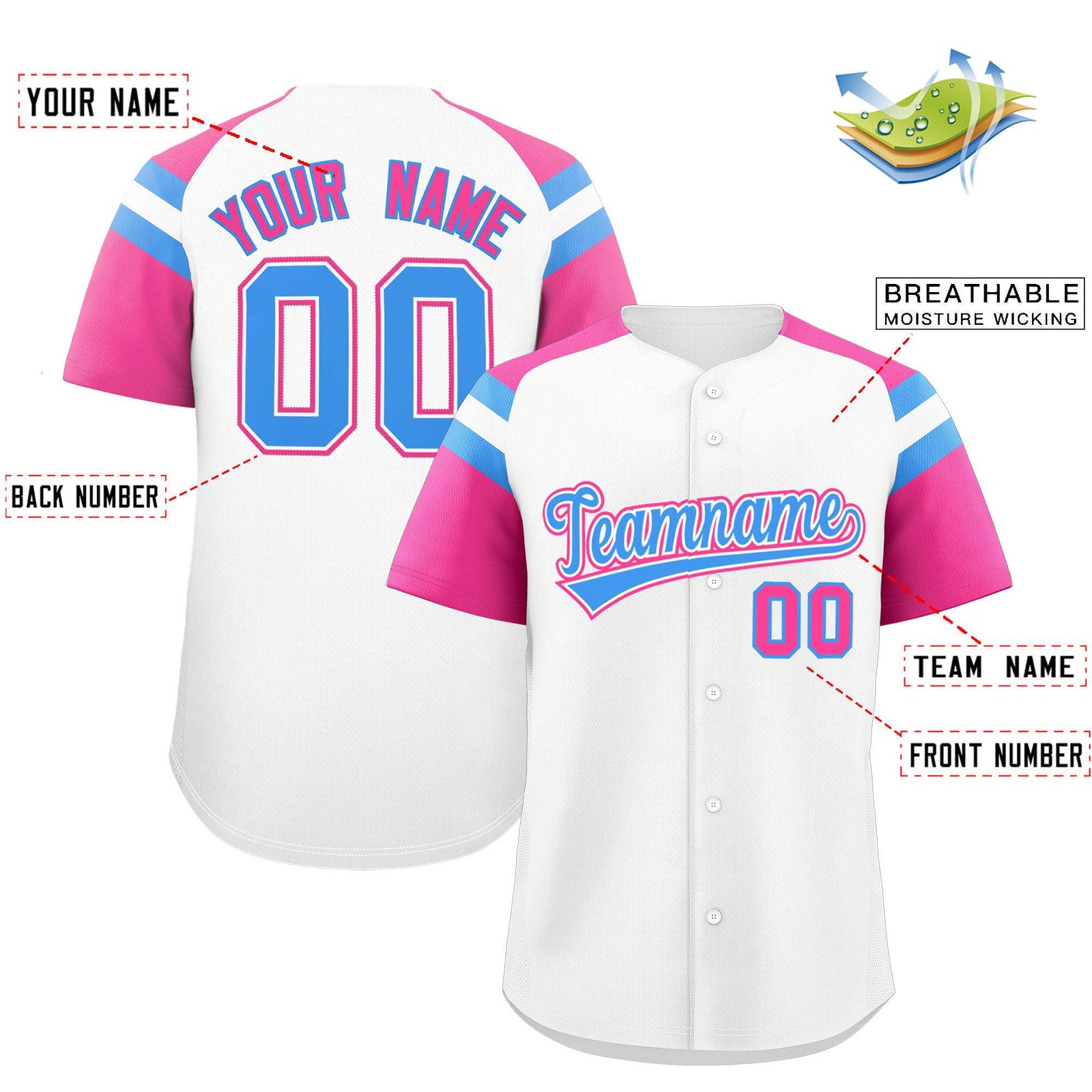 Custom-White-Pink-Contrast-Raglan-Sleeves-Authentic-Baseball-Jersey-014