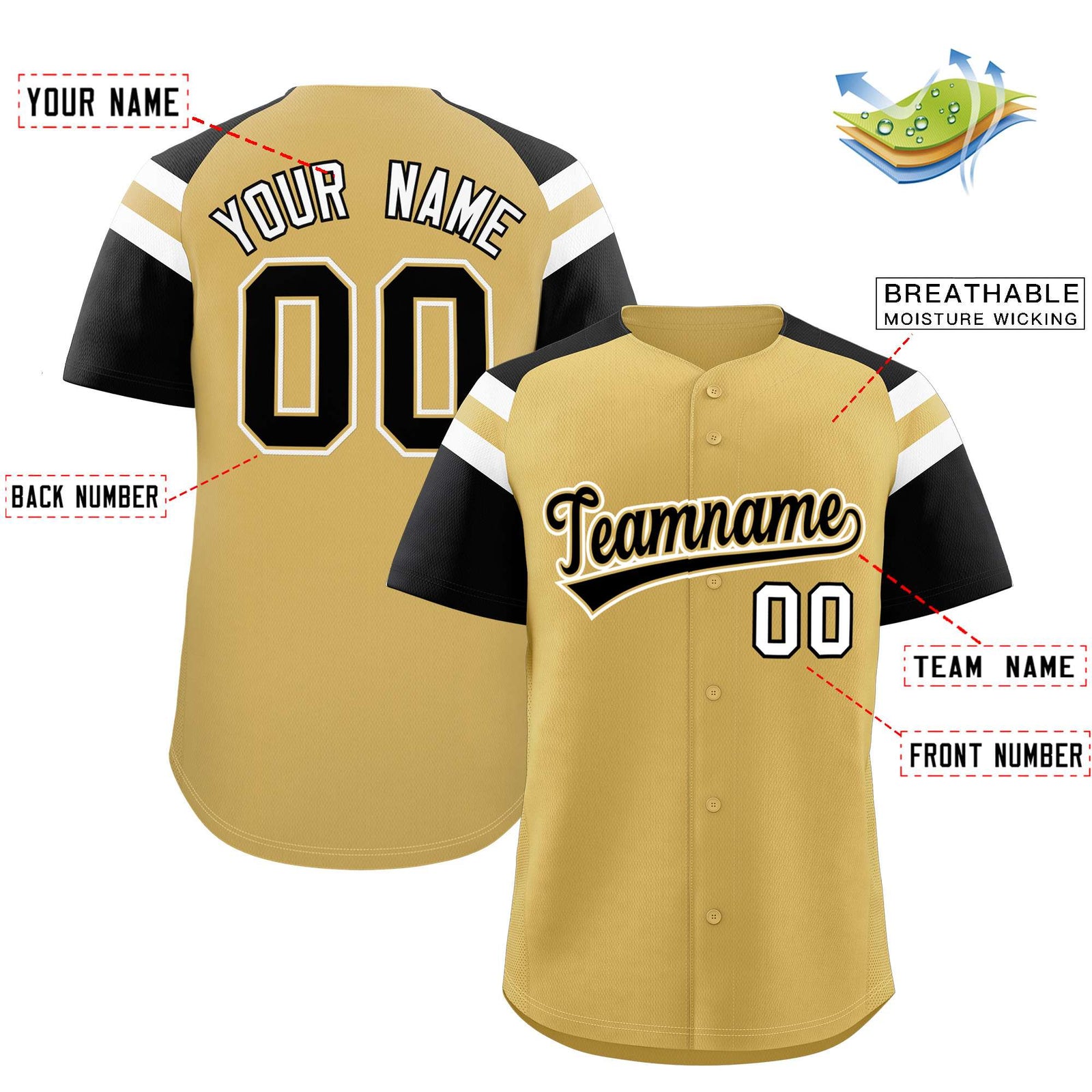 Custom-Old-Gold-Black-Contrast-Raglan-Sleeves-Authentic-Baseball-Jersey-021