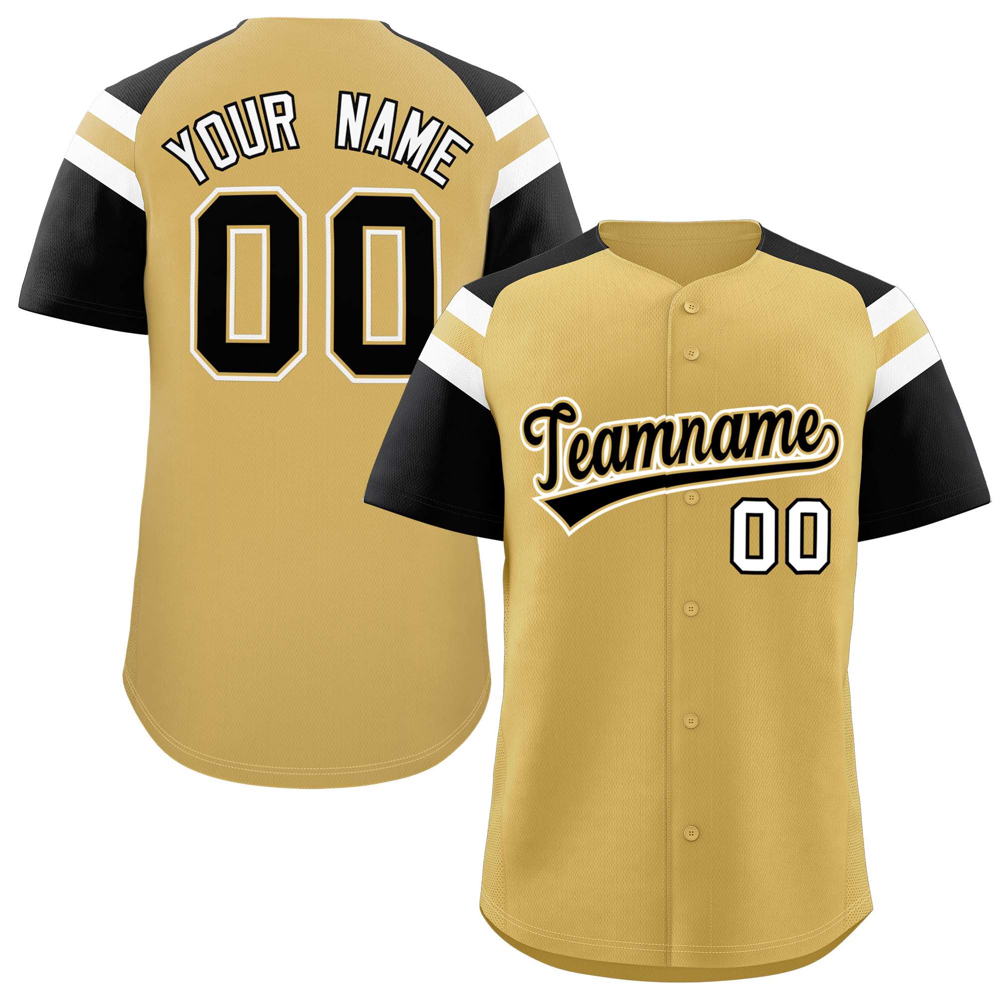 Custom-Old-Gold-Black-Contrast-Raglan-Sleeves-Authentic-Baseball-Jersey-021