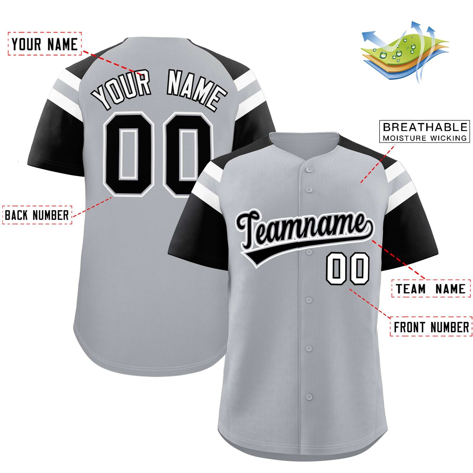 Custom-Silver-Black-Contrast-Raglan-Sleeves-Authentic-Baseball-Jersey-023