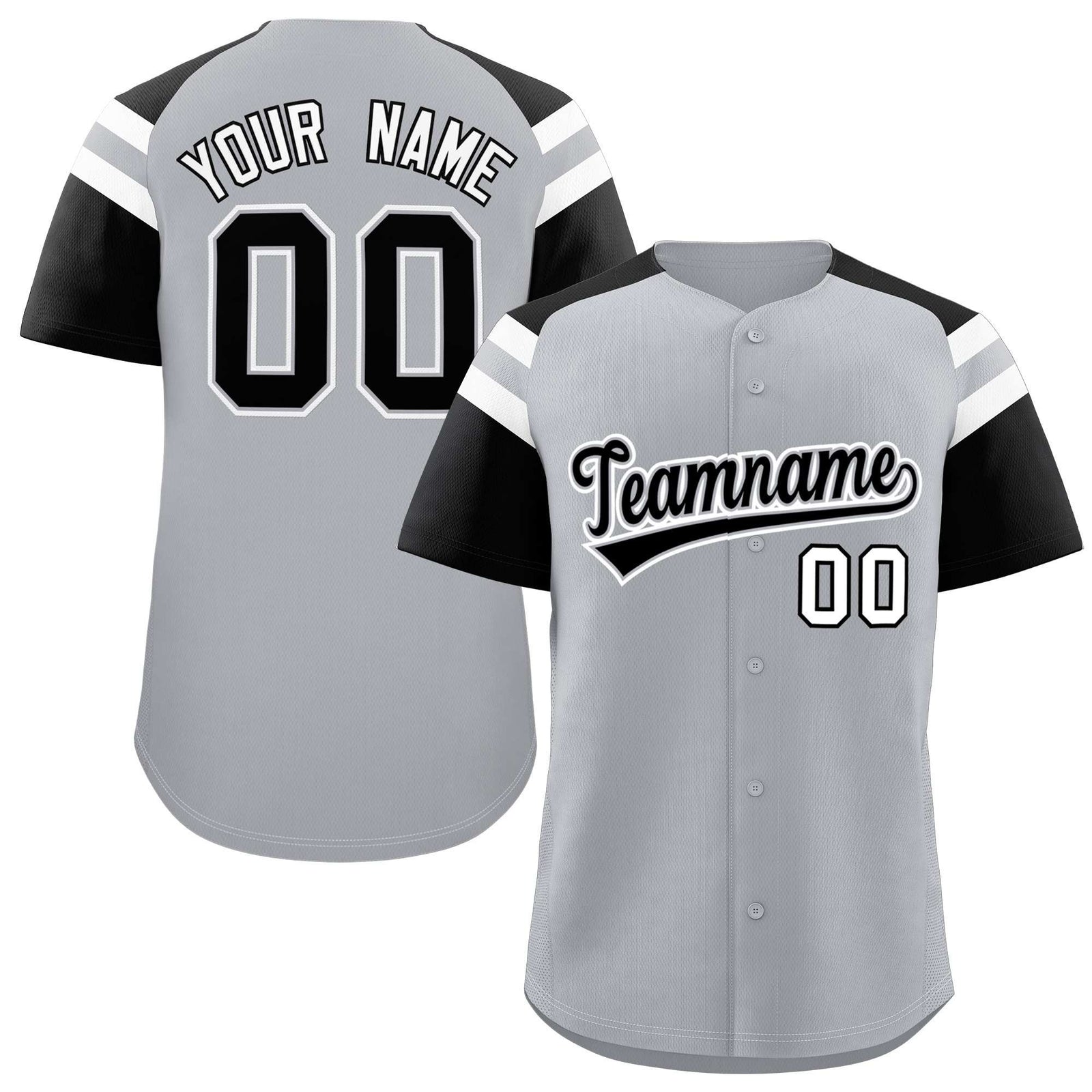Custom-Silver-Black-Contrast-Raglan-Sleeves-Authentic-Baseball-Jersey-023