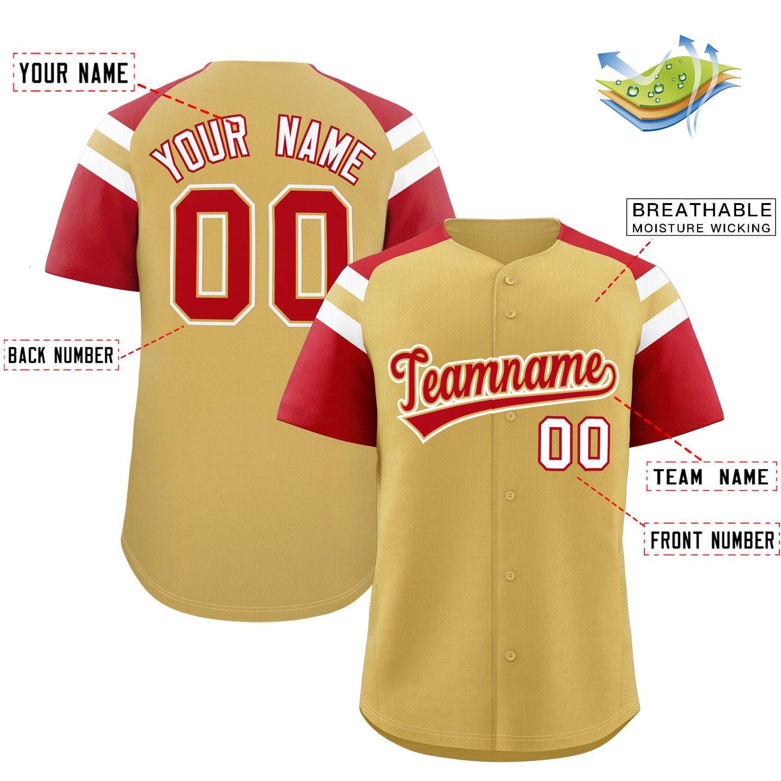Custom-Old-Gold-Red-Contrast-Raglan-Sleeves-Authentic-Baseball-Jersey-033