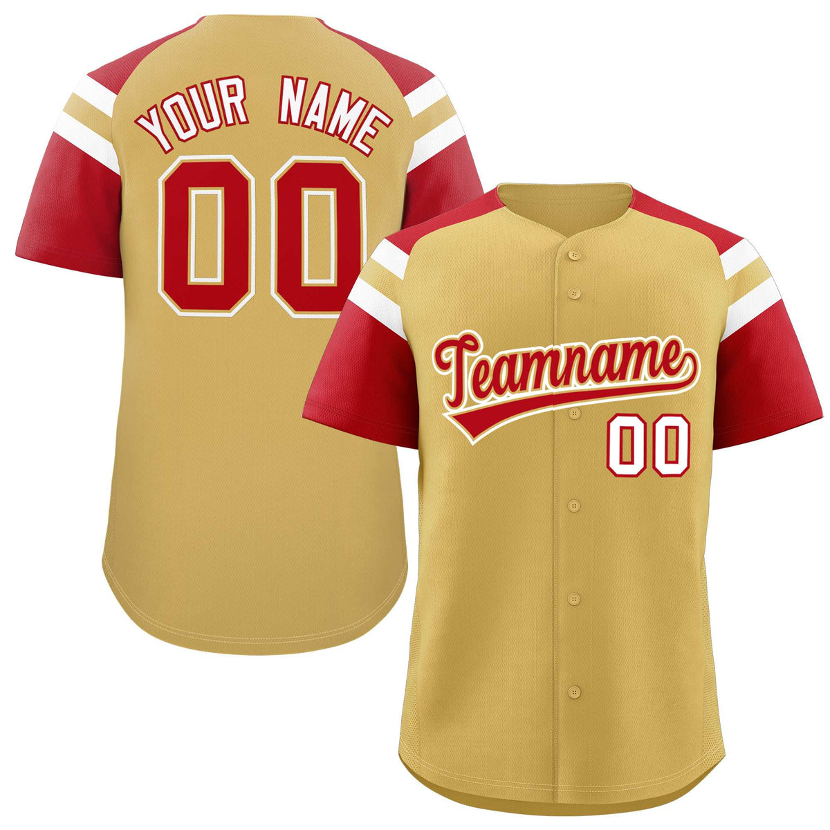Custom-Old-Gold-Red-Contrast-Raglan-Sleeves-Authentic-Baseball-Jersey-033