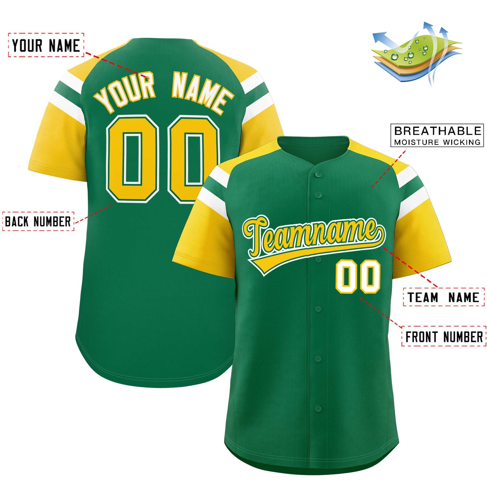 Custom-Kelly-Green-Gold-Contrast-Raglan-Sleeves-Authentic-Baseball-Jersey-050