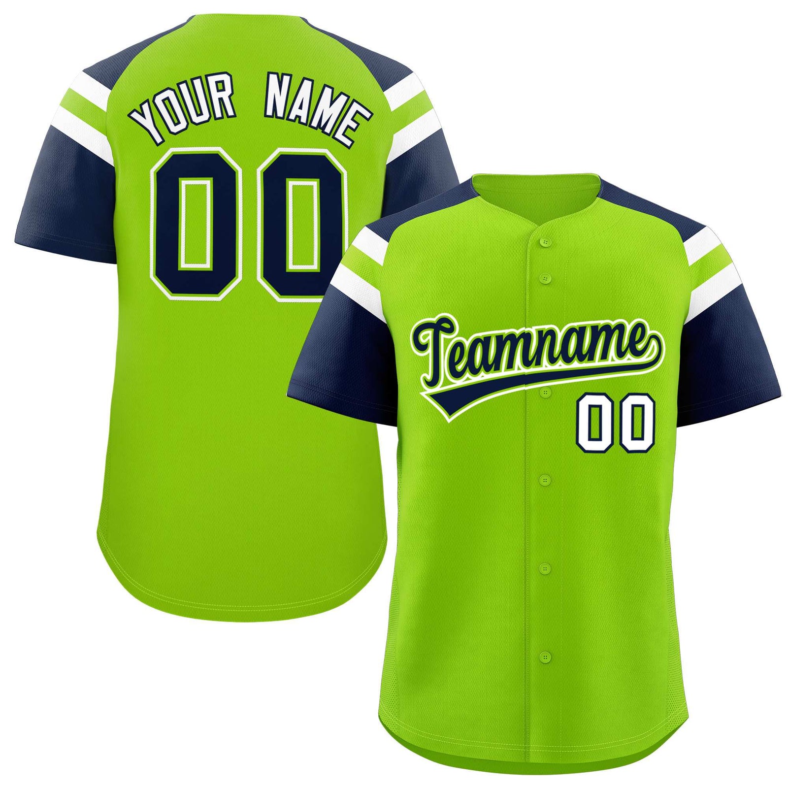 Custom-Neon-Green-Navy-Contrast-Raglan-Sleeves-Authentic-Baseball-Jersey-061