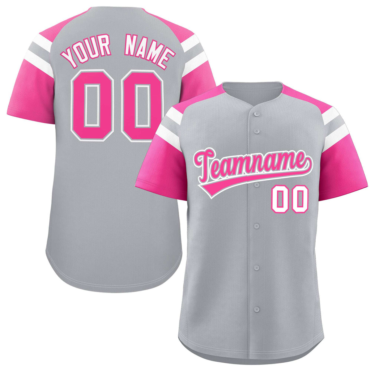 Custom-Silver-Pink-Contrast-Raglan-Sleeves-Authentic-Baseball-Jersey-085