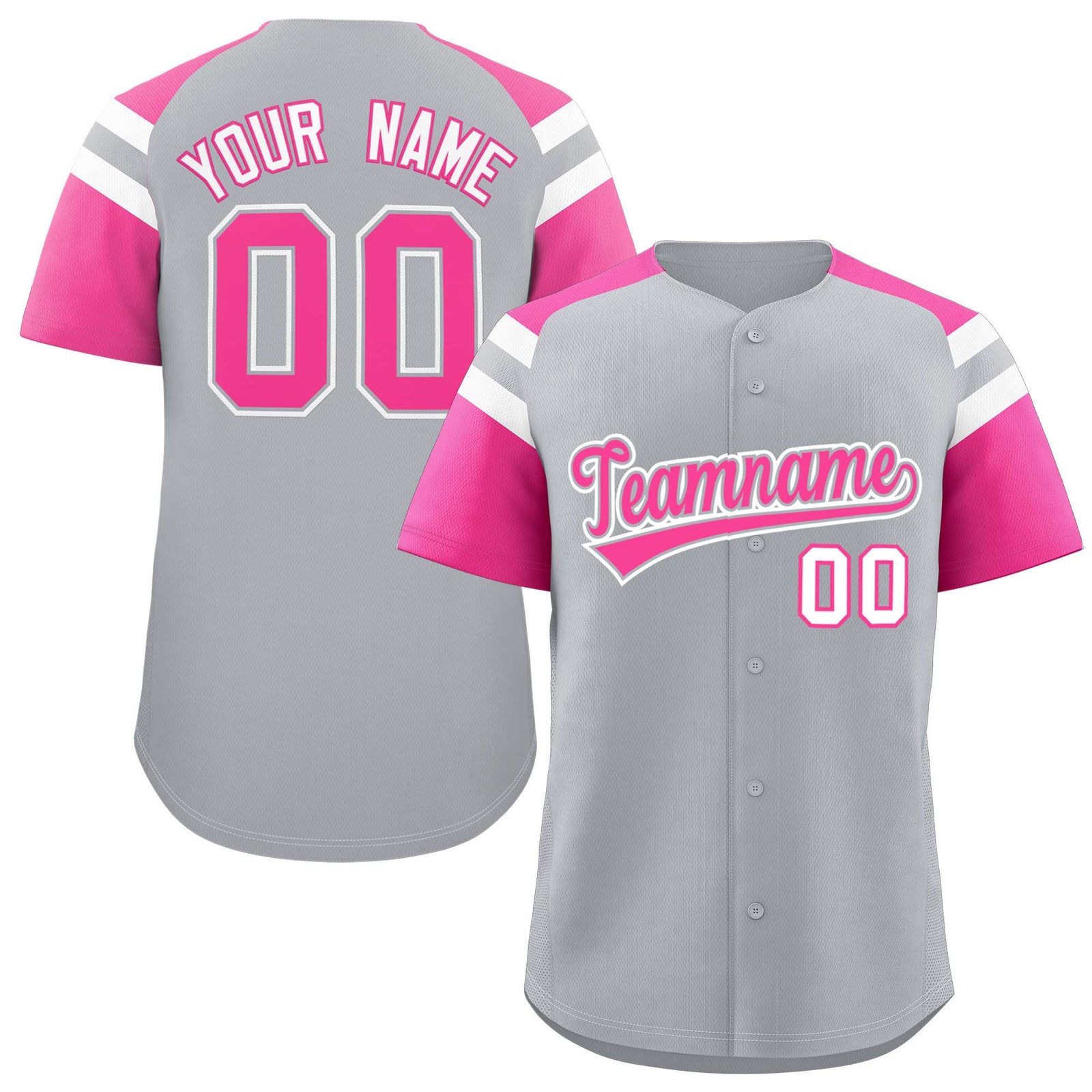Custom-Silver-Pink-Contrast-Raglan-Sleeves-Authentic-Baseball-Jersey-085
