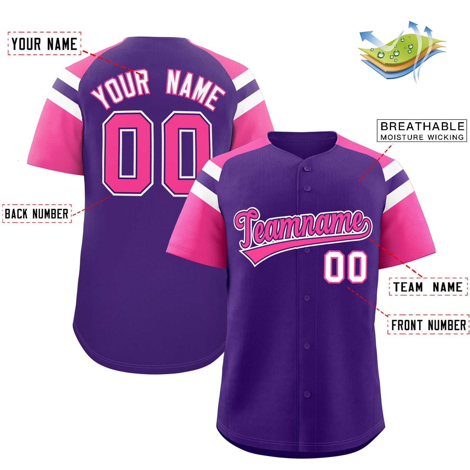 Custom-Purple-Pink-Contrast-Raglan-Sleeves-Authentic-Baseball-Jersey-100