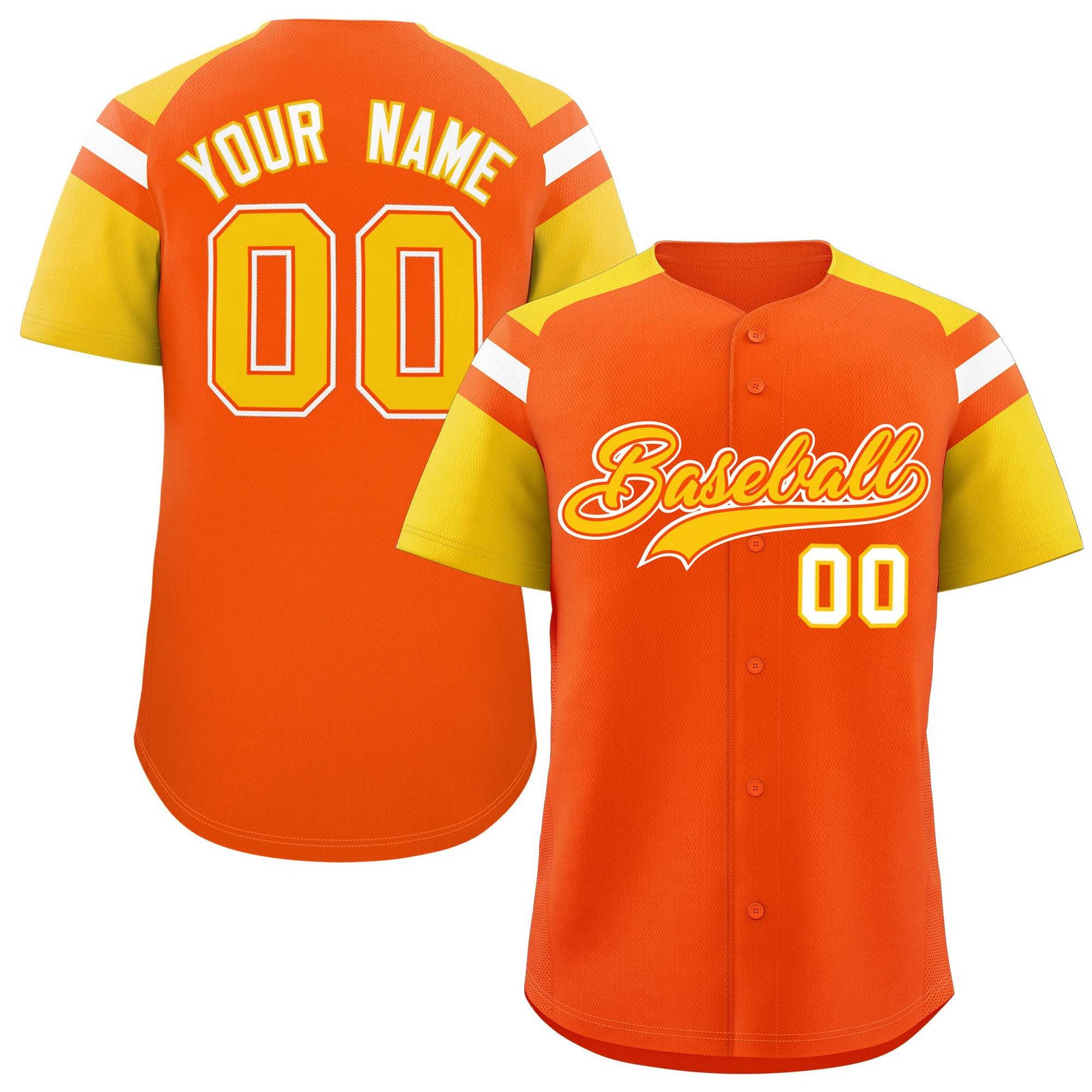 Custom Orange Gold Contrast Raglan Sleeves Authentic Baseball Jersey