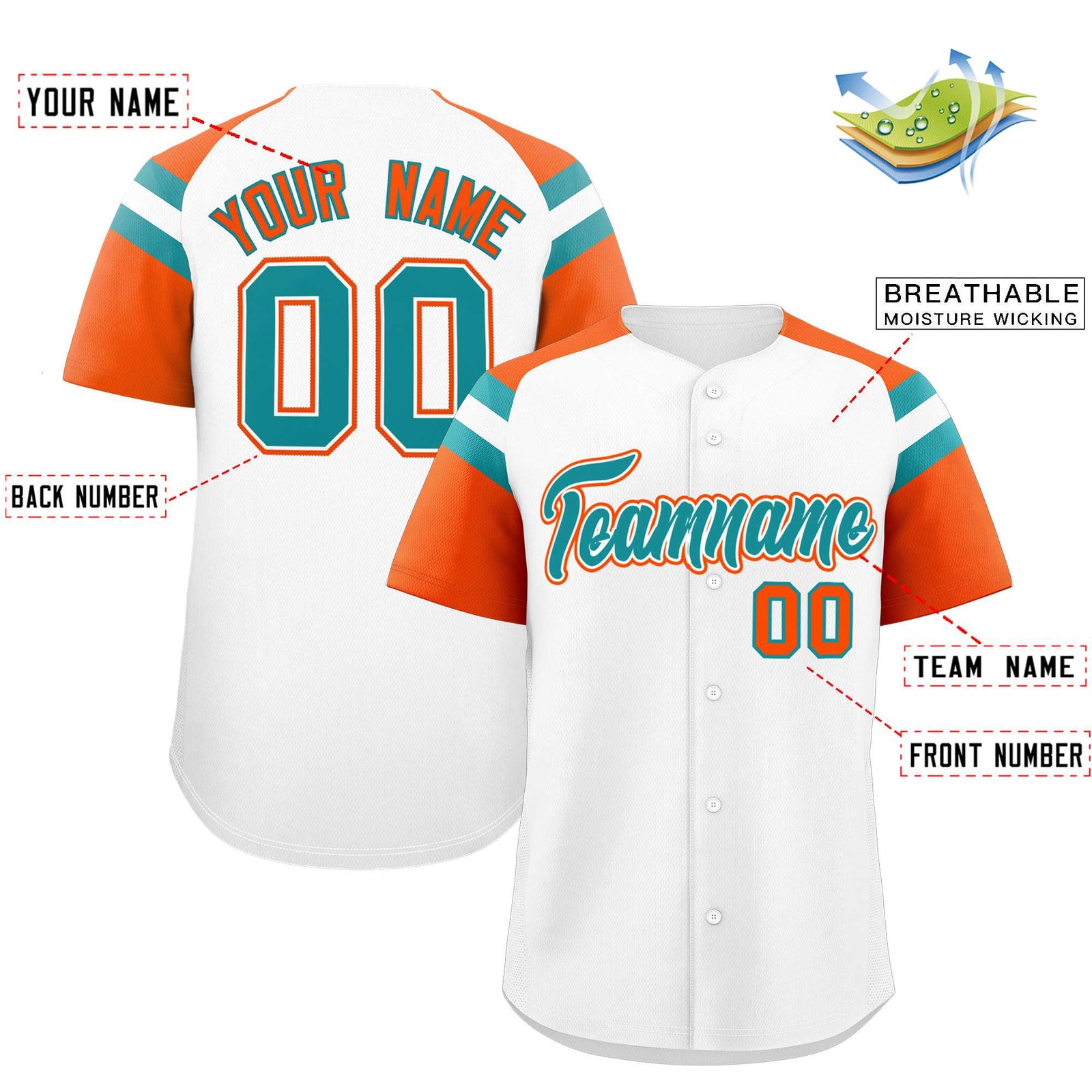 Custom White Orange Contrast Raglan Sleeves Authentic Baseball Jersey