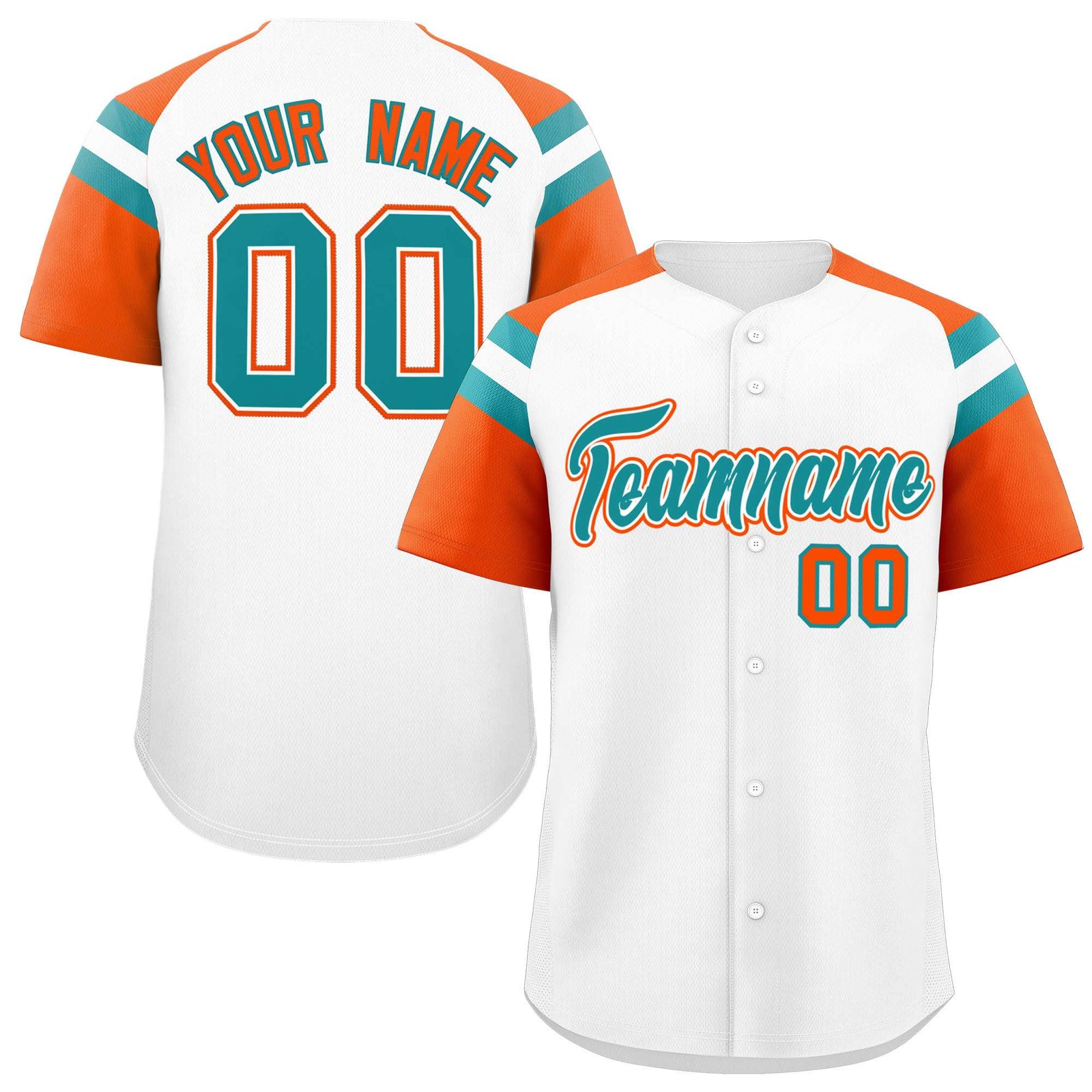 Custom White Orange Contrast Raglan Sleeves Authentic Baseball Jersey