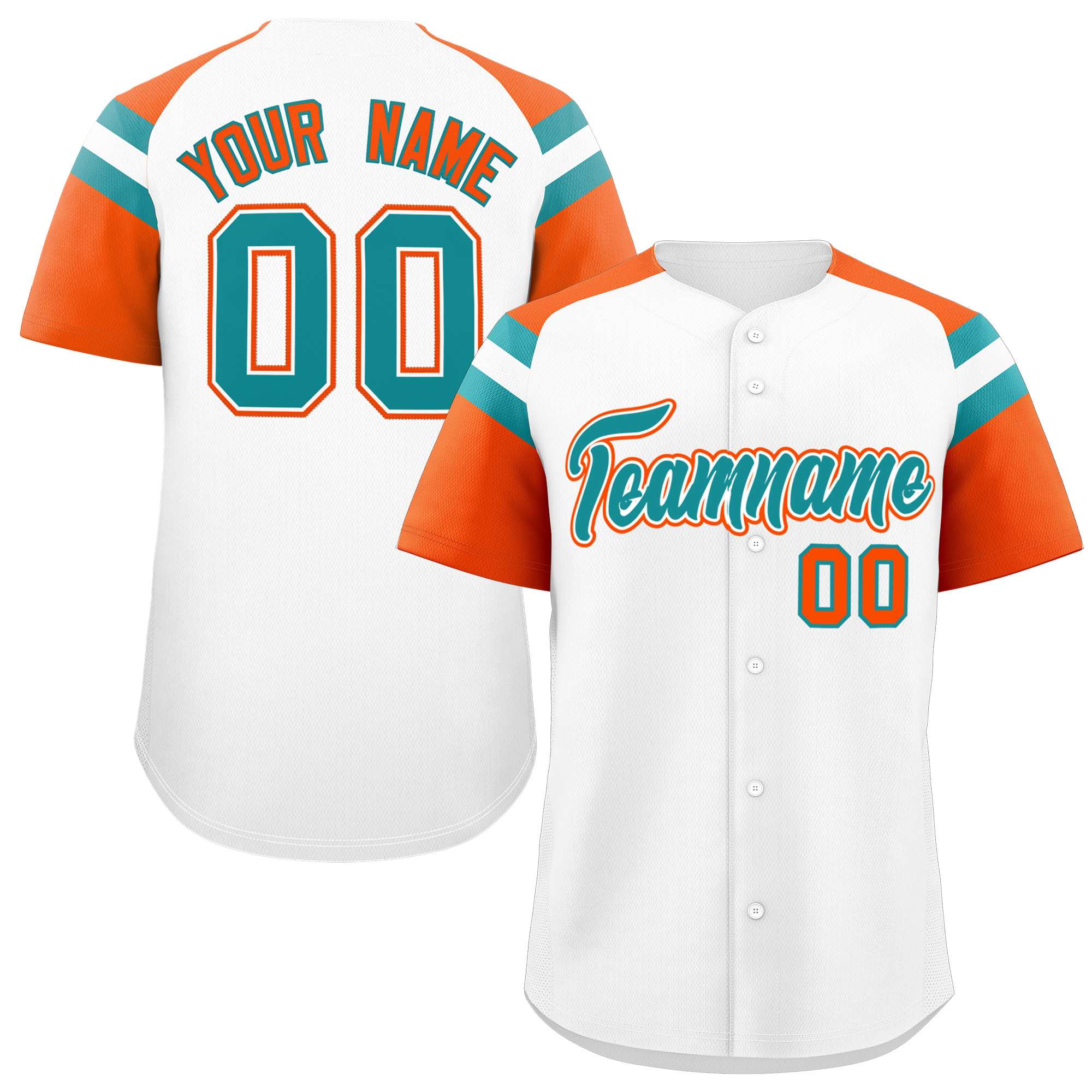 Custom White Orange Contrast Raglan Sleeves Authentic Baseball Jersey