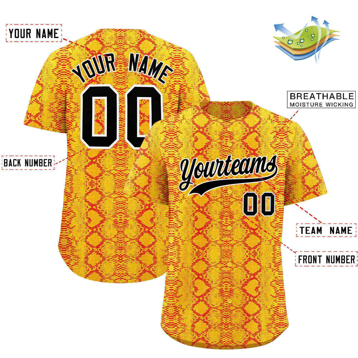 Custom Multi Color Snakeskin Pattern Authentic Baseball Jersey
